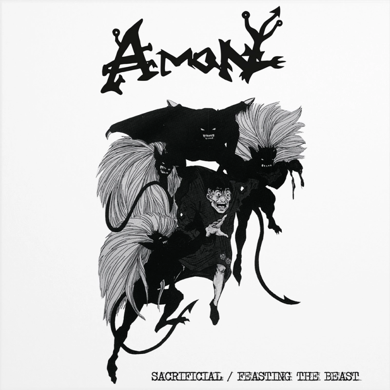 AMON · Sacrificial / Feasting The Beast | RED/BLACK MARBLED LP (Death Metal Vinyl) · Bild 1