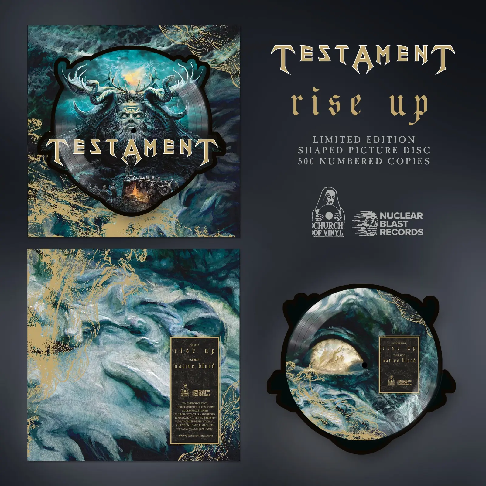 TESTAMENT · Rise Up | SHAPE PICTURE LP TESTAMENT · Rise Up | SHAPE PICTURE LP (Thrash Metal Vinyl)