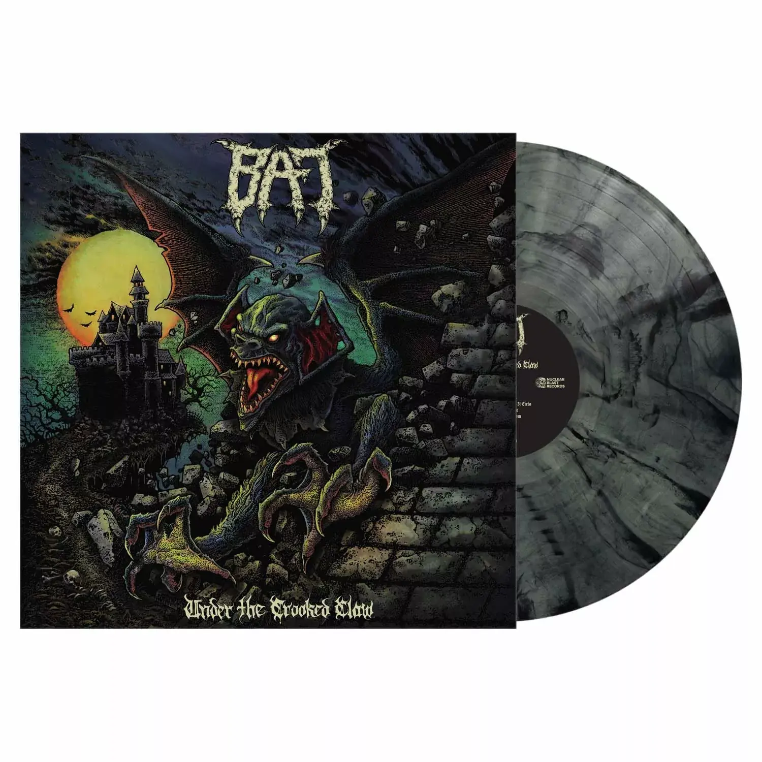 BAT · Under The Crooked Claw | BOTTLE CLEAR/BLACK MARBLED LP (Speed Metal Vinyl)