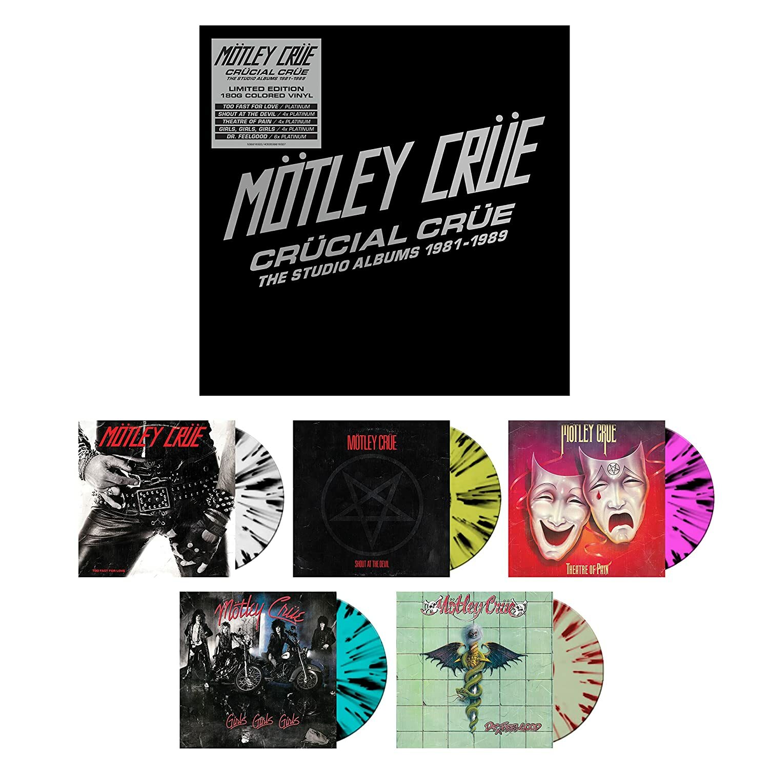 MÖTLEY CRÜE · Crücial Crüe - The Studio Albums 1981-1989 | SPLATTER 5LPBOX (Hard Rock Vinyl)