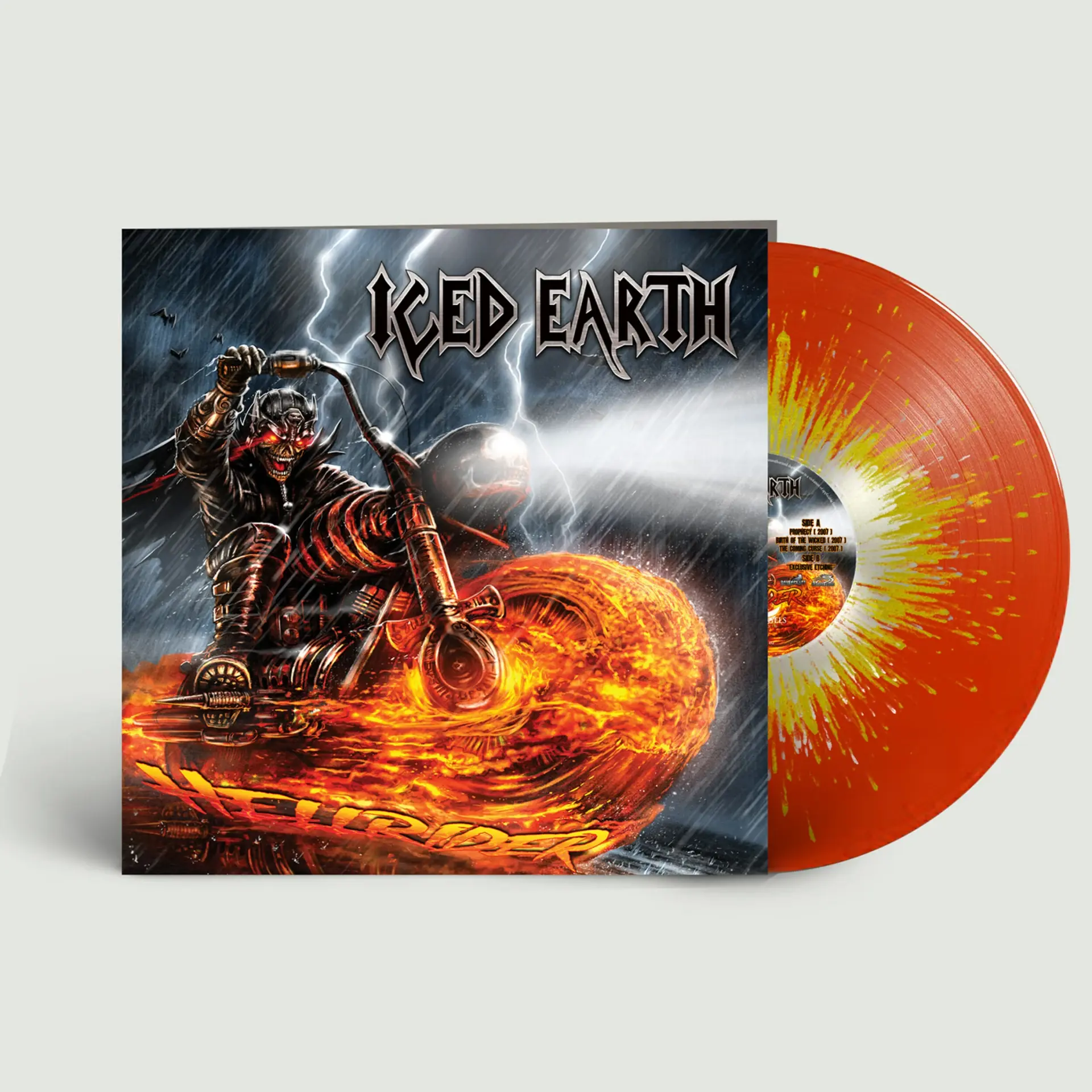 ICED EARTH - Hellrider · ORANGE/YELLOW/SILVER SPLATTER LP ICED EARTH - Hellrider · ORANGE/YELLOW/SILVER SPLATTER LP (Heavy Metal Vinyl)