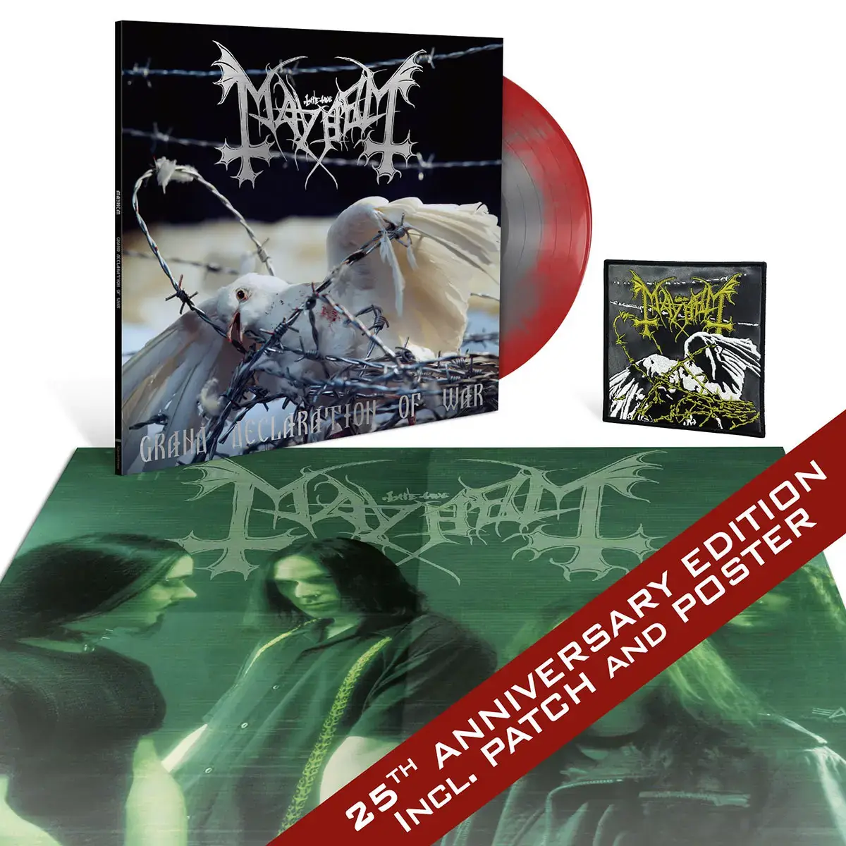 MAYHEM - Grand Declaration Of War · RED SILVER SUNBURST LP MAYHEM - Grand Declaration Of War · RED SILVER SUNBURST LP (Black Metal Vinyl)