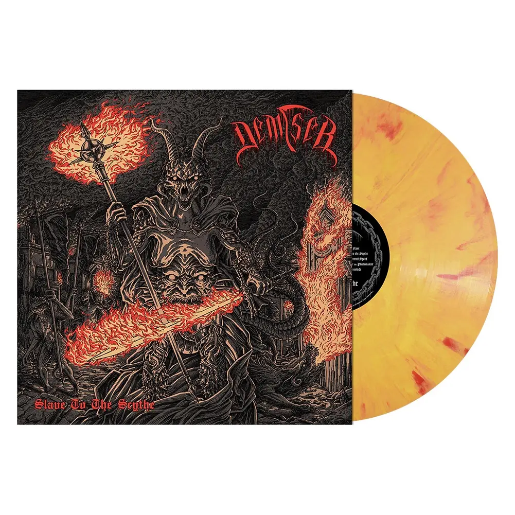 DEMISER · Slave to the Scythe | "CARBURETED FIRE" SOLAR FLARE YELLOW LP DEMISER · Slave to the Scythe | "CARBURETED FIRE" SOLAR FLARE YELLOW LP (Black Metal Vinyl)