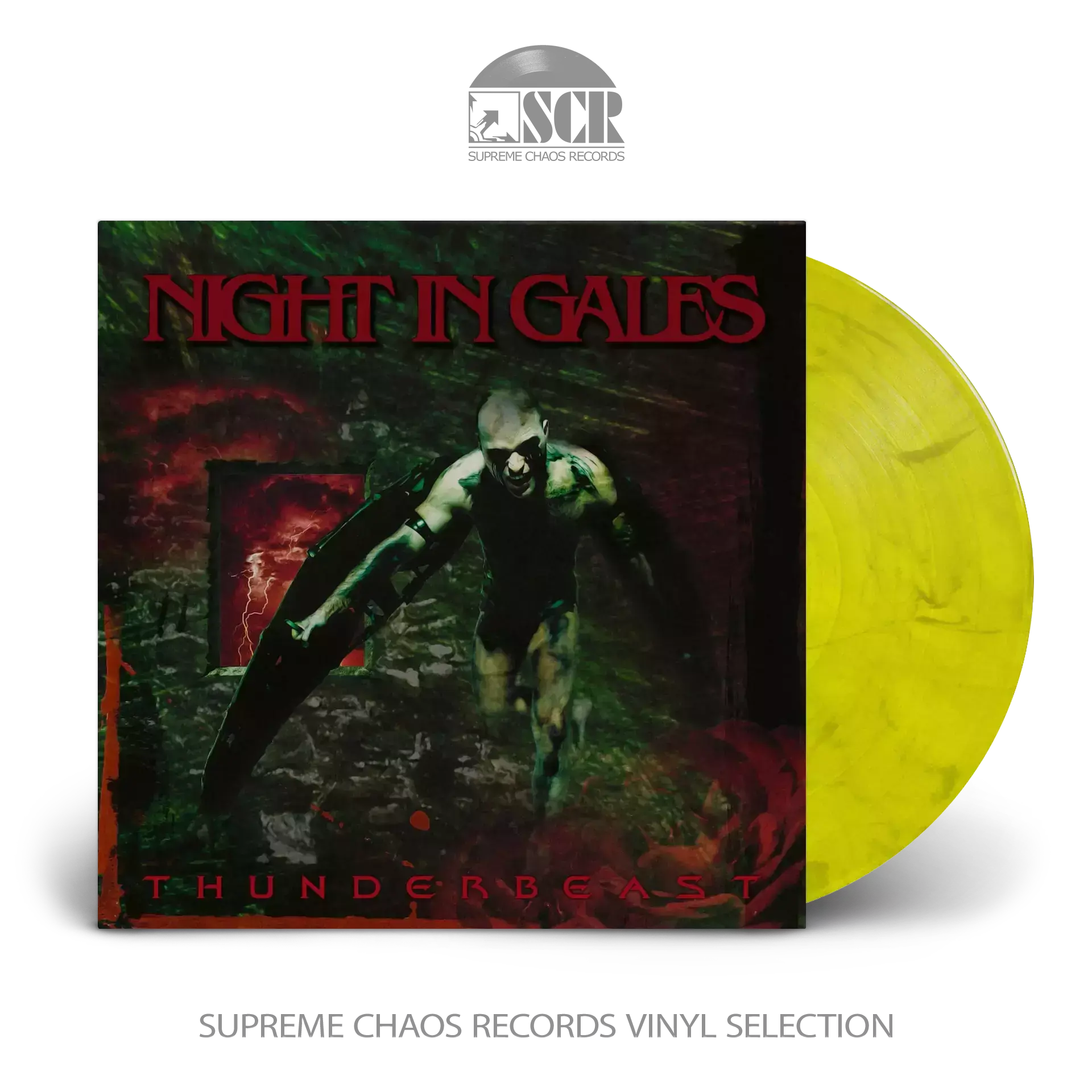 NIGHT IN GALES - Thunderbeast · YELLOW/BLACK MARBLED LP (Death Metal Vinyl)