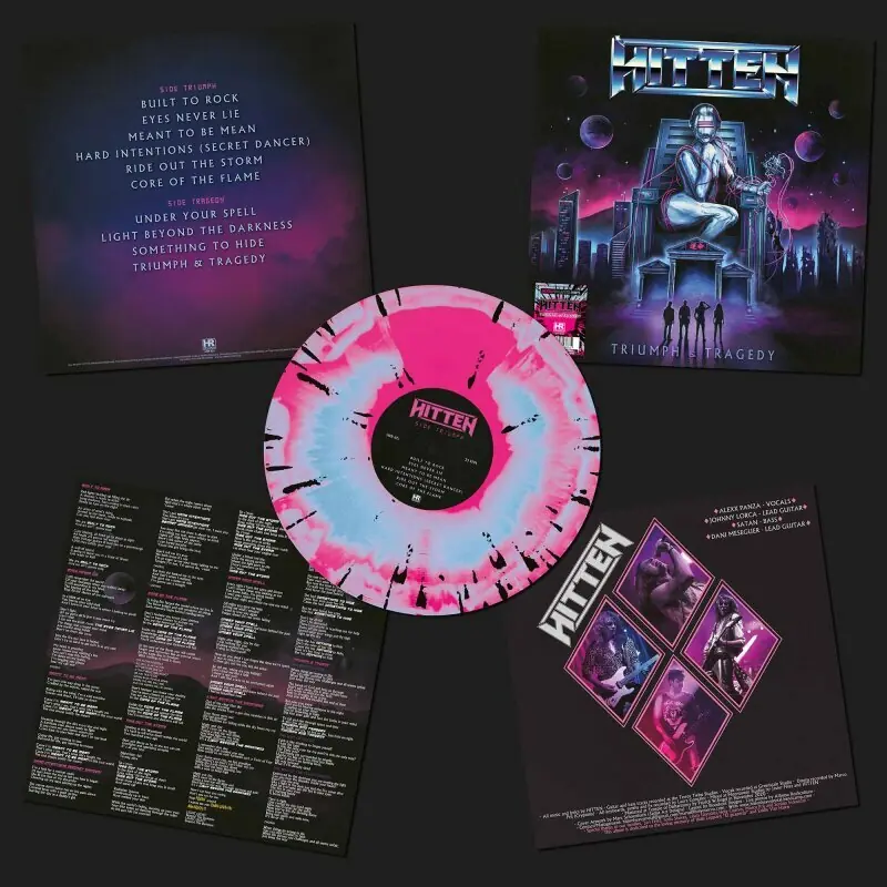 HITTEN - Triumph & Tragedy · MAGENTA/BLUE MIXED BLACK SPLATTER LP (Heavy Metal Vinyl)