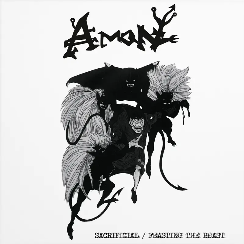 AMON - Sacrificial / Feasting The Beast · RED/BLACK MARBLED LP 1