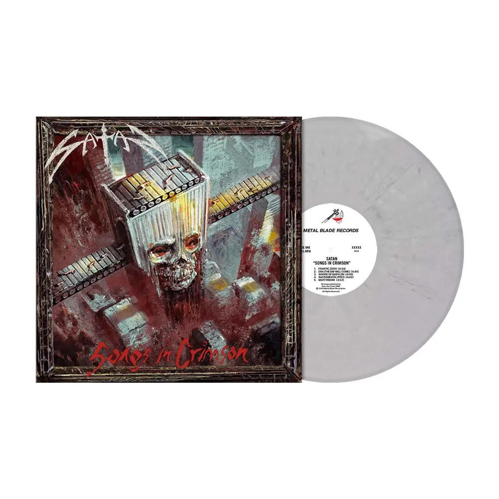 SATAN · Songs in Crimson | STEEL GREY MARBLED LP SATAN · Songs in Crimson | STEEL GREY MARBLED LP (Heavy Metal Vinyl)