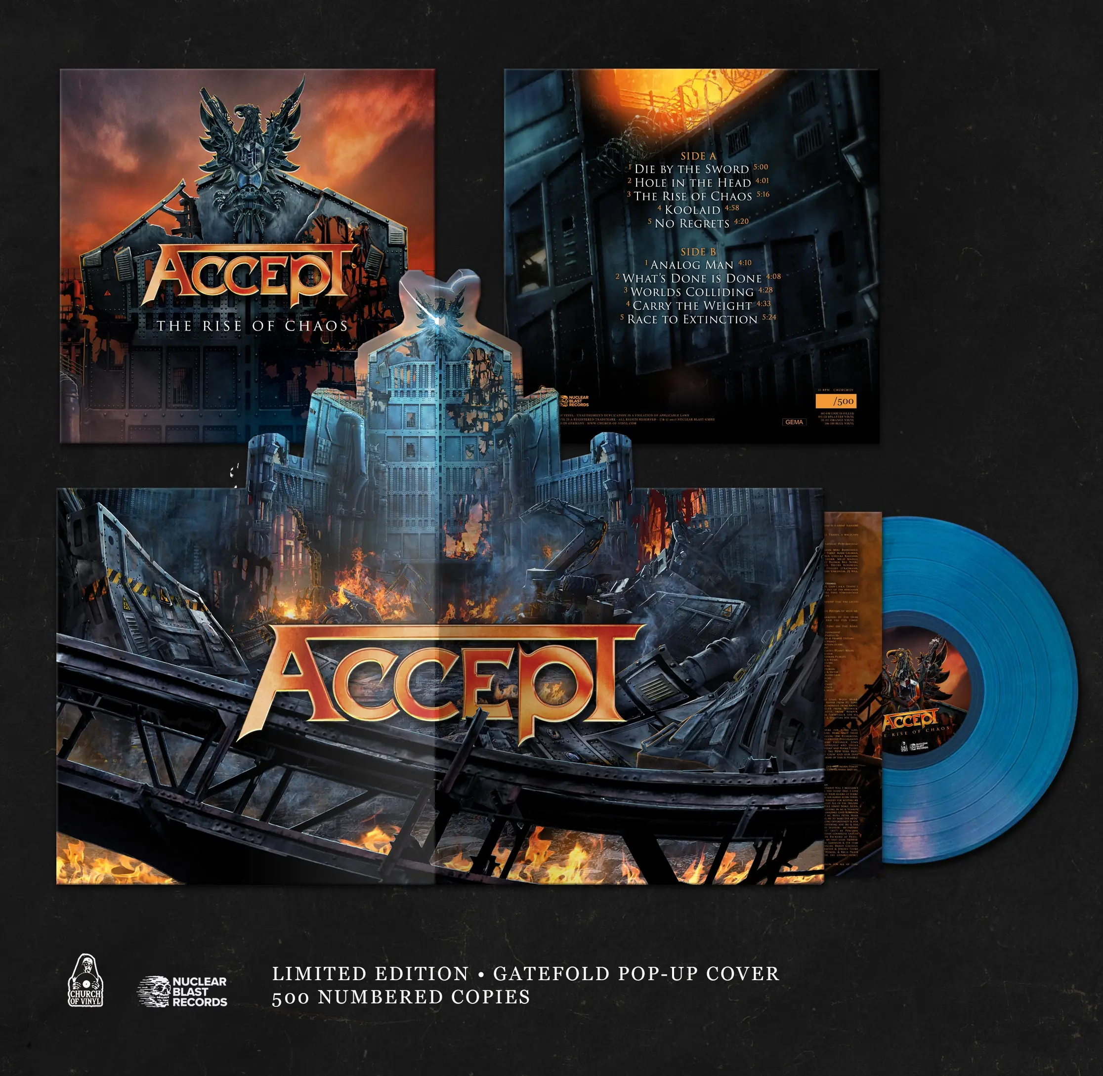 ACCEPT - The Rise Of Chaos (Pop-Up) · BLUE LP ACCEPT - The Rise Of Chaos (Pop-Up) · BLUE LP (Heavy Metal Vinyl)
