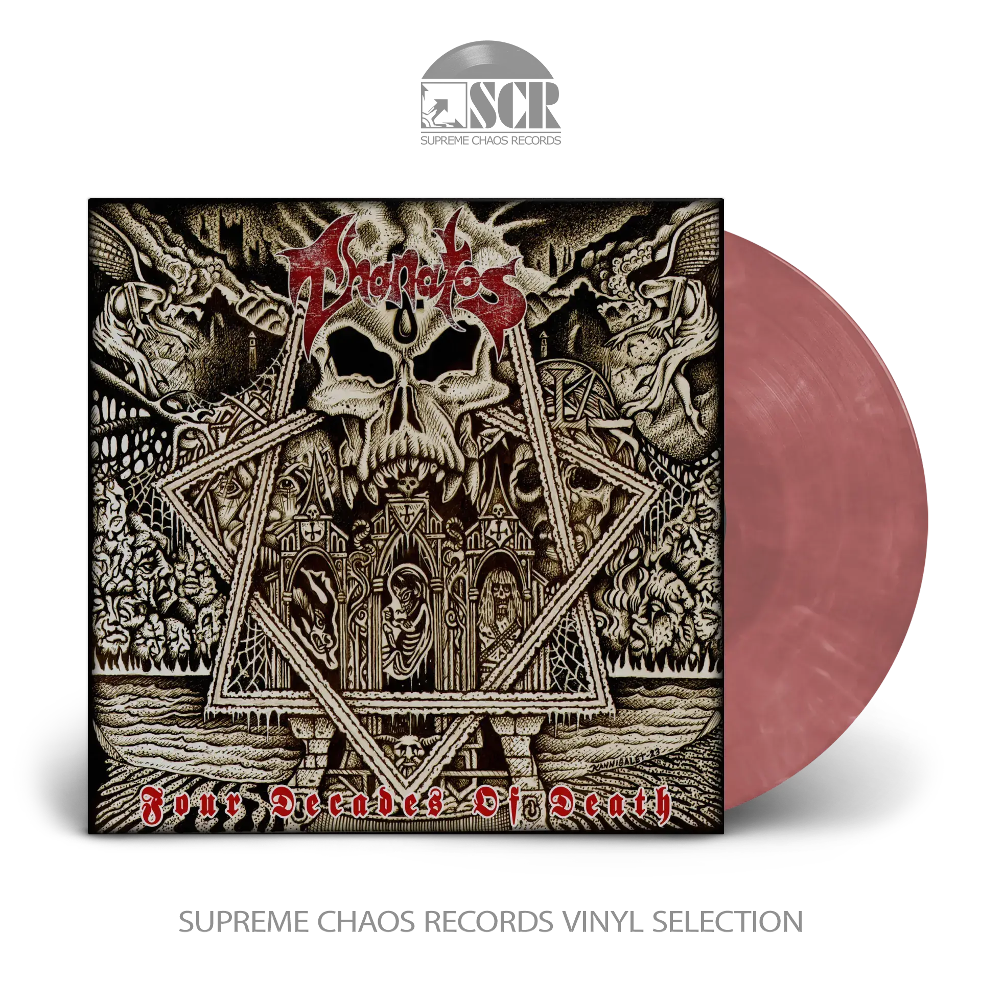 THANATOS - Four Decades Of Death · CLEAR/RED SMOKE LP THANATOS - Four Decades Of Death · CLEAR/RED SMOKE LP (Death Metal Vinyl)
