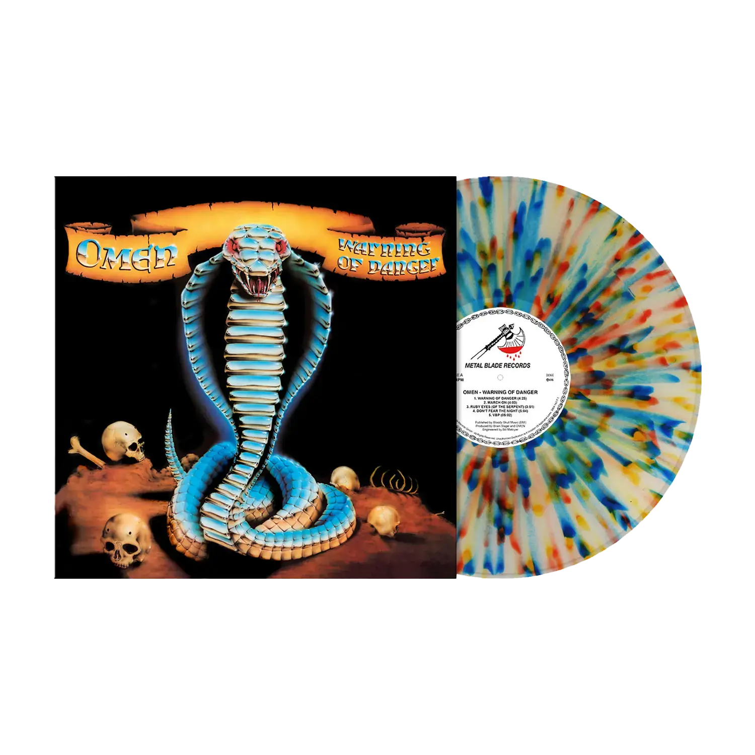 OMEN - Warning Of Danger - 40th Anniversary Reissue · CLEAR BLUE ORANGE RED SPLATTER LP OMEN - Warning Of Danger - 40th Anniversary Reissue · CLEAR BLUE ORANGE RED SPLATTER LP (Heavy Metal Vinyl)