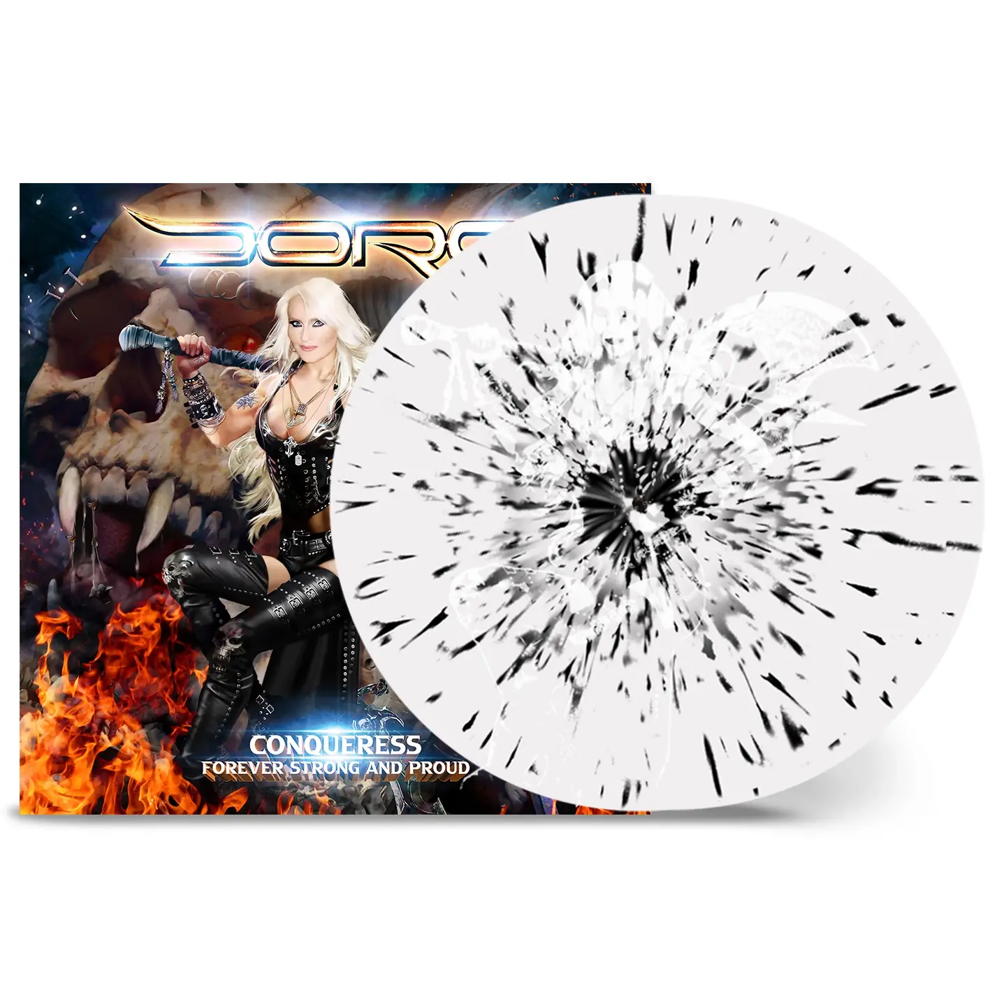 DORO · Conqueress - Forever Strong and Proud | WHITE/BLACK SPLATTER DLP DORO · Conqueress - Forever Strong and Proud | WHITE/BLACK SPLATTER DLP (Hard Rock Vinyl)