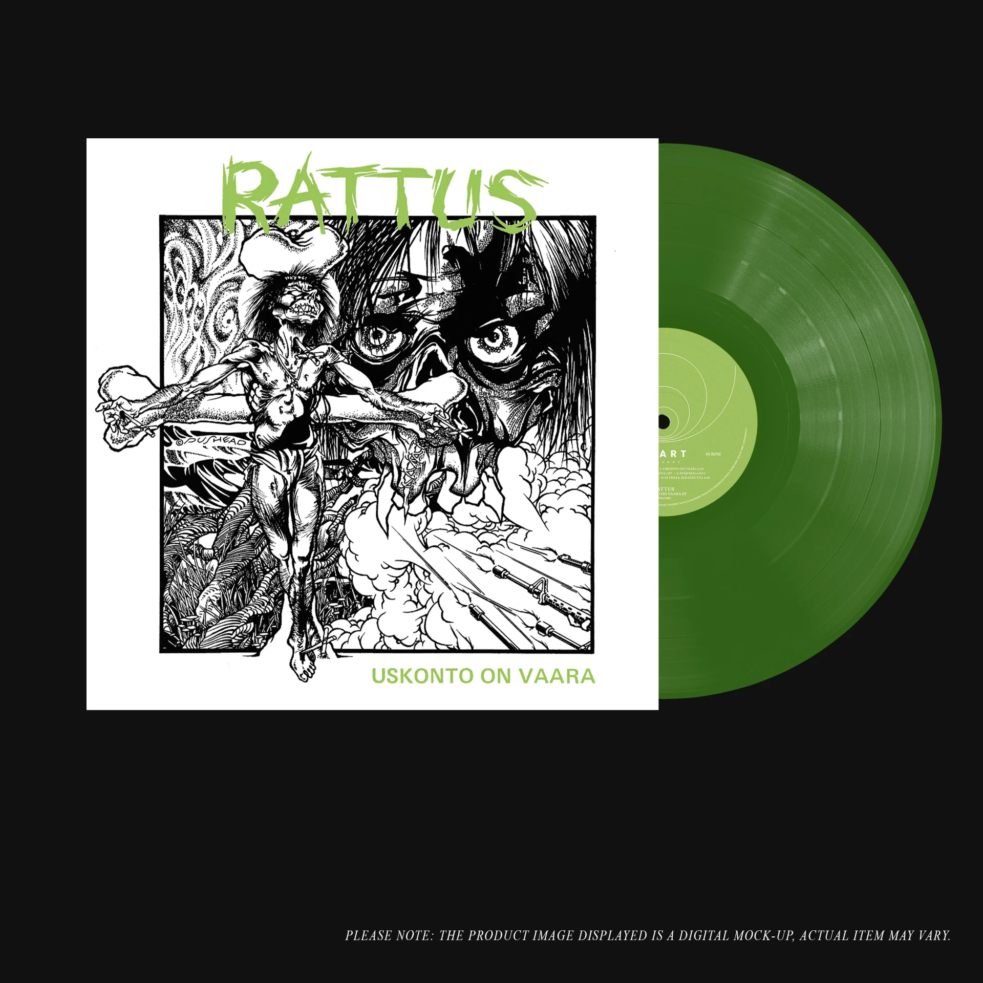 RATTUS · Uskonto on vaara | TRANSPARENT GREEN LP (Hardcore Vinyl) · Bild 2