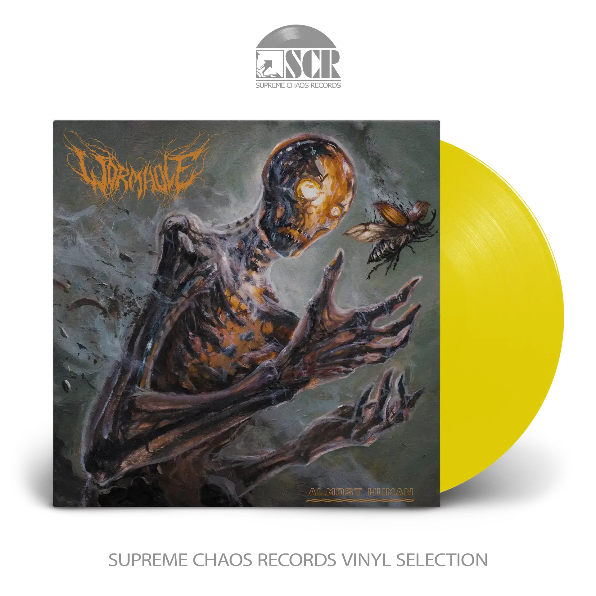 WORMHOLE - Almost Human · TRANSPARENT YELLOW ECO LP WORMHOLE - Almost Human · TRANSPARENT YELLOW ECO LP (Death Metal/Progressive Metal Vinyl)