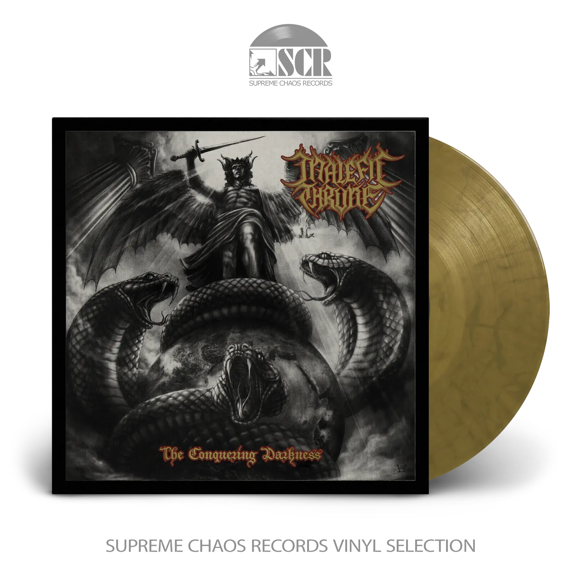 MALEFIC THRONE · The Conquering Darkness | GOLD MARBLED LP (Black Metal/Death Metal Vinyl)