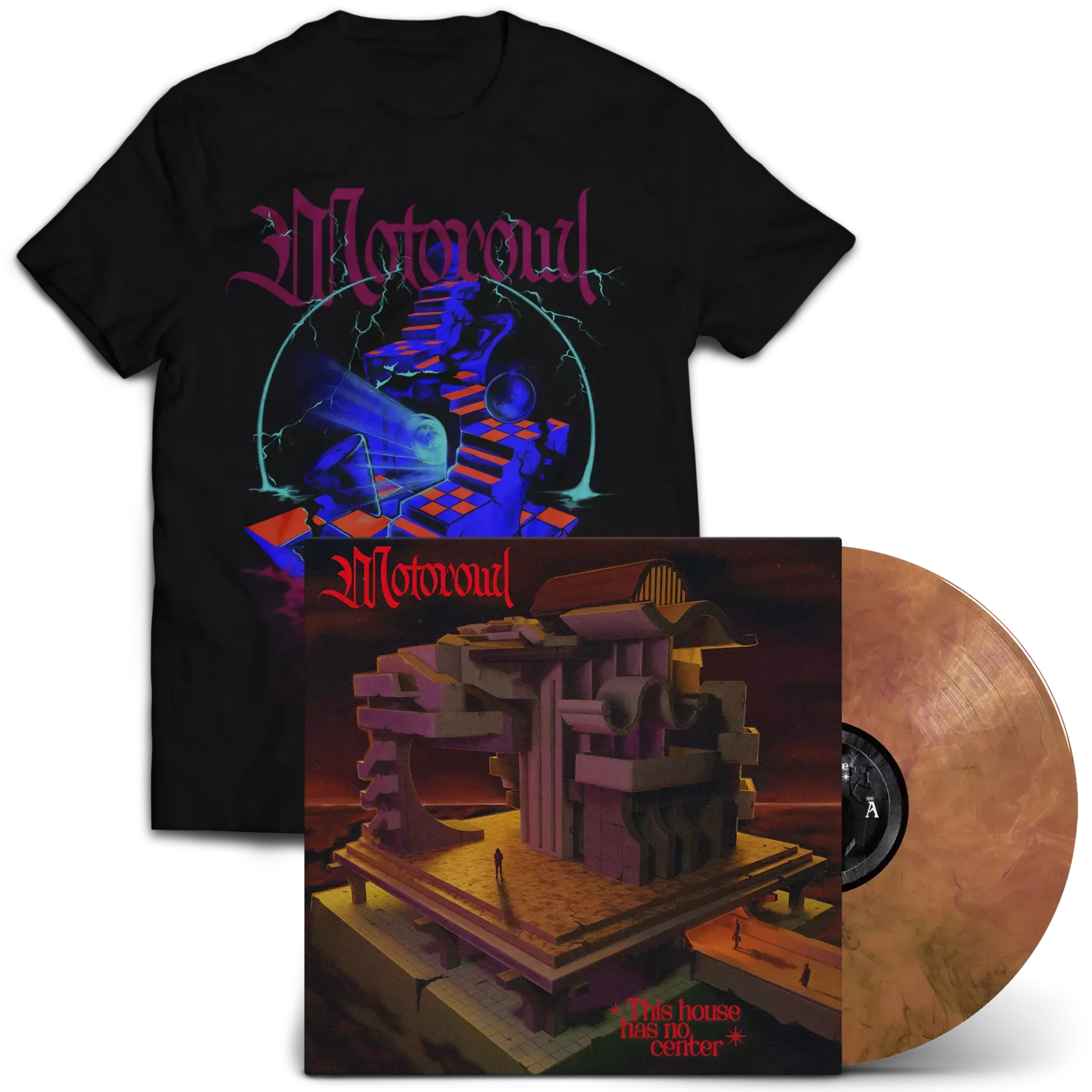 MOTOROWL - This House has no Center · ORANGE/BLACK LP+SHIRT BUNDLE (Doom Rock/Hardrock/Doom Metal Vinyl)