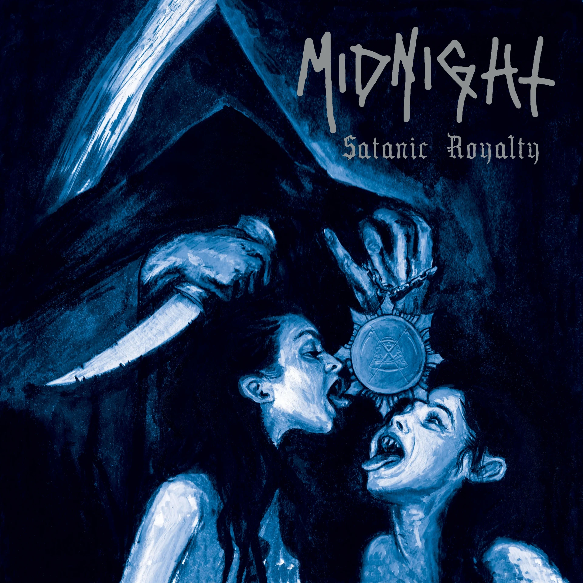 MIDNIGHT · Satanic Royalty | SILVER/BLUE/BLACK SPLATTER LP (Black Metal Vinyl) · Bild 1