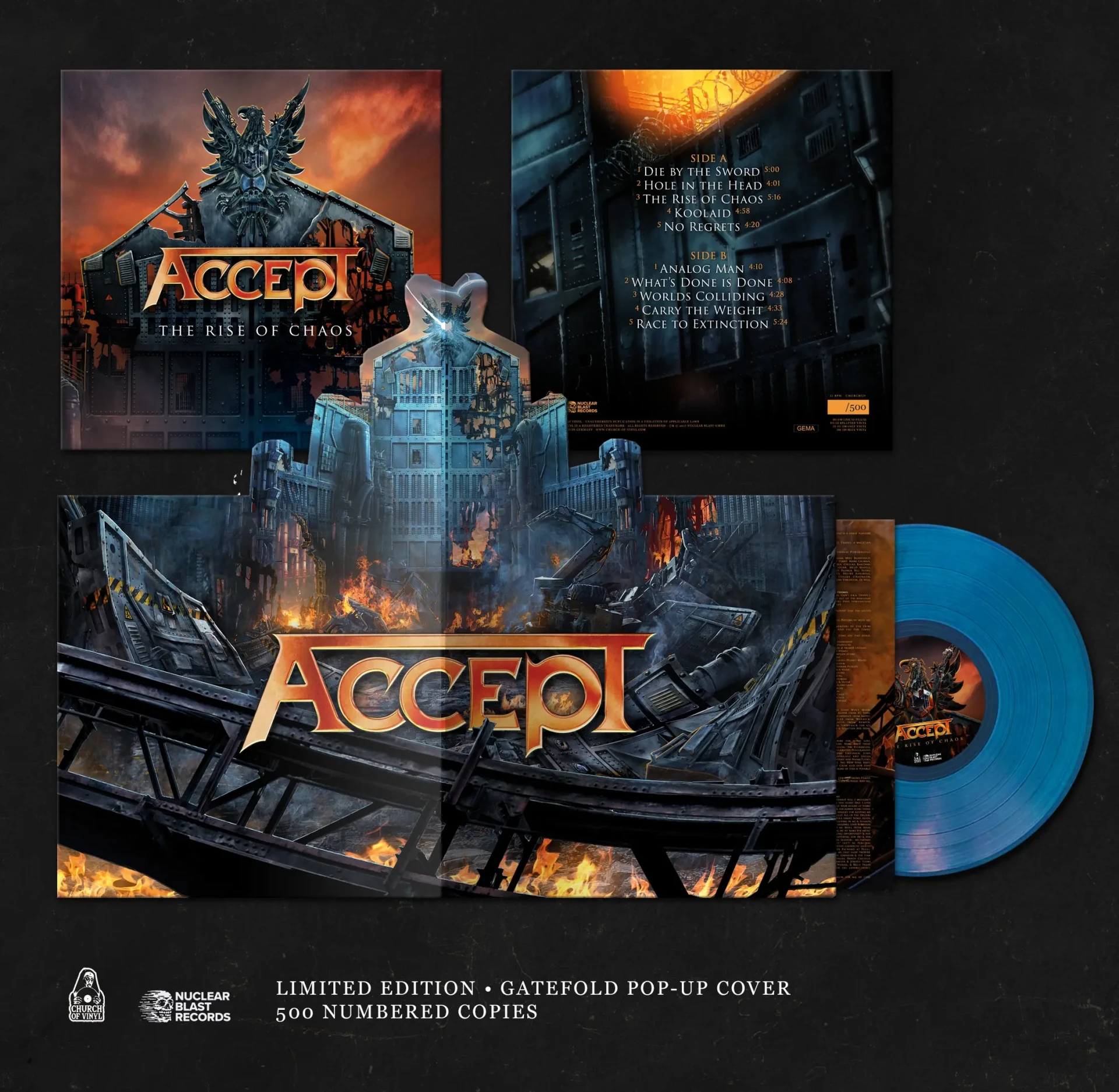 ACCEPT · The Rise Of Chaos (Pop-Up) | BLUE LP (Heavy Metal Vinyl)
