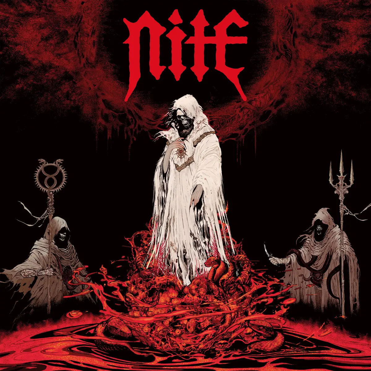 NITE · Cult Of The Serpent Sun | CLEAR/BLACK/RED SPLATTER LP (Black Metal/Heavy Metal Vinyl) · Bild 1