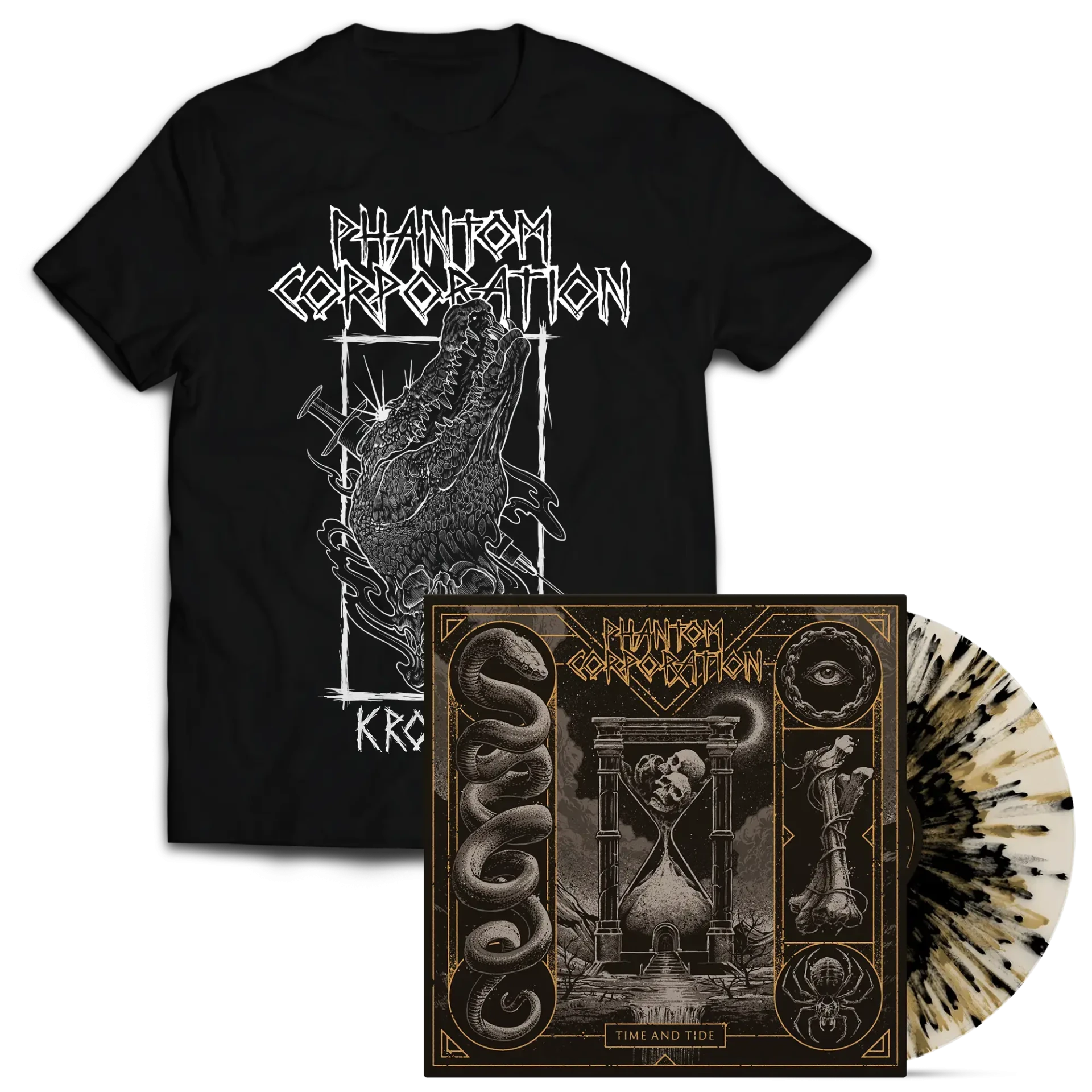 PHANTOM CORPORATION - Time And Tide · T-SHIRT SPLATTER LP BUNDLE PHANTOM CORPORATION - Time And Tide · T-SHIRT SPLATTER LP BUNDLE (Thrash Metal/D-Beat/Death Metal Vinyl)