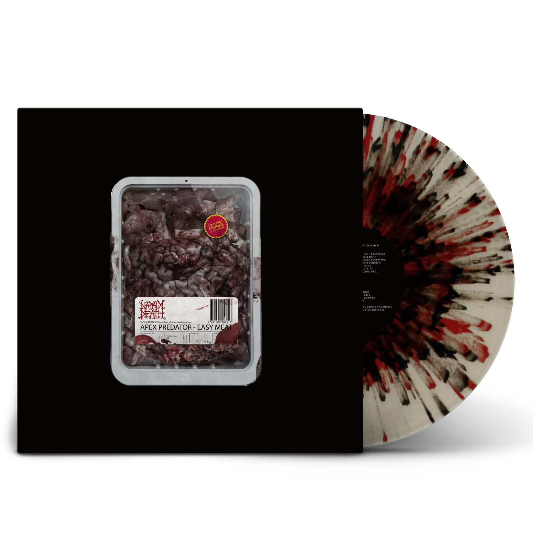 NAPALM DEATH · Apex Predator - Easy Meat | WHITE RED BLACK SPLATTER LP (Grindcore Vinyl)