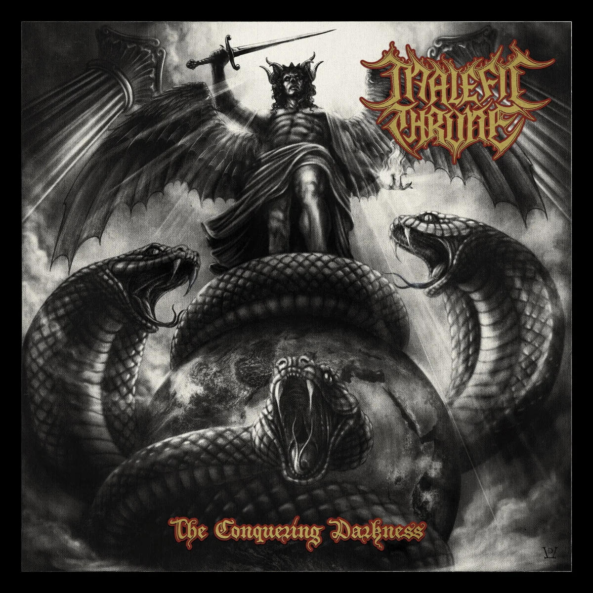 MALEFIC THRONE · The Conquering Darkness | GOLD MARBLED LP (Black Metal/Death Metal Vinyl) · Bild 1
