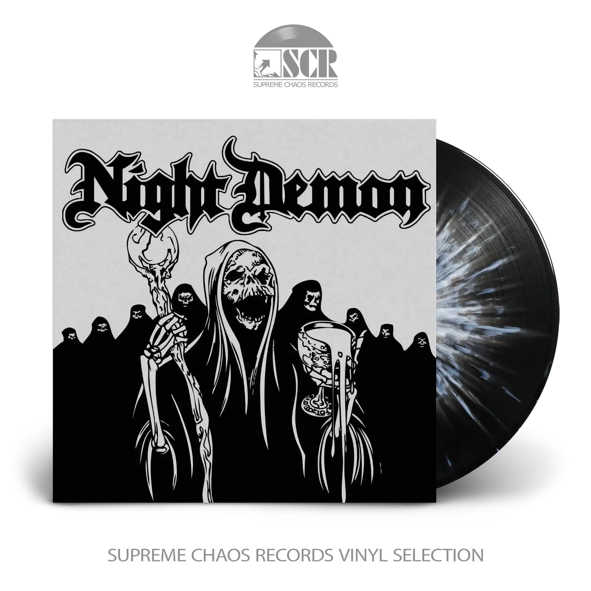 NIGHT DEMON · Night Demon (Deluxe Re-Issue) | BLACK/WHITE SMASH LP (Heavy Metal Vinyl)