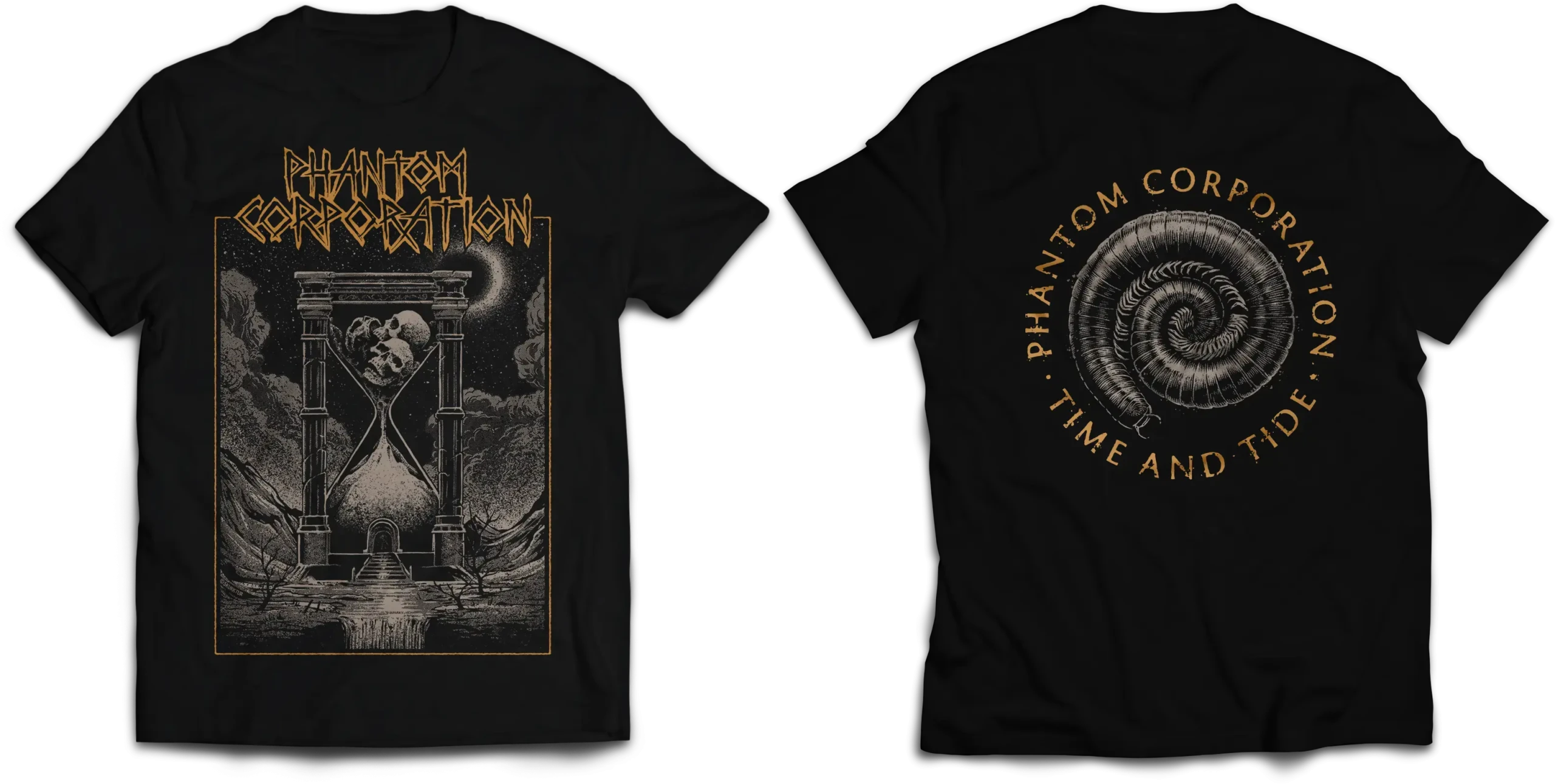 PHANTOM CORPORATION - Time And Tide Cover · T-SHIRT (Thrash Metal/D-Beat/Death Metal Clothes)