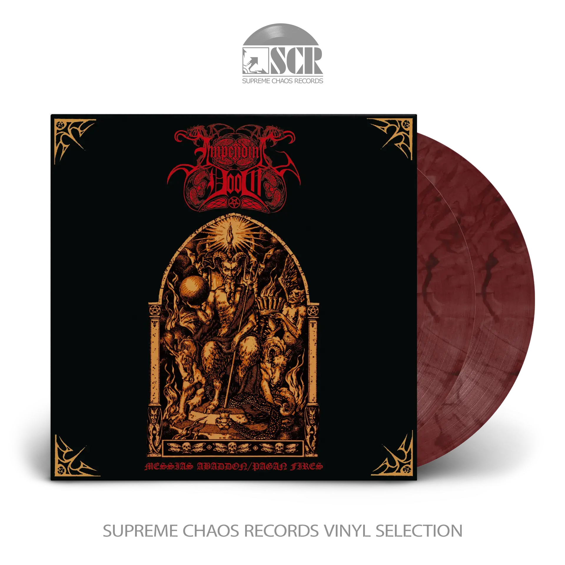 IMPENDING DOOM · Messias Abaddon / Pagan Fires | RED BLACK OLD PURPLE 2LP (Death Metal/Heavy Metal/Doom Metal Vinyl)