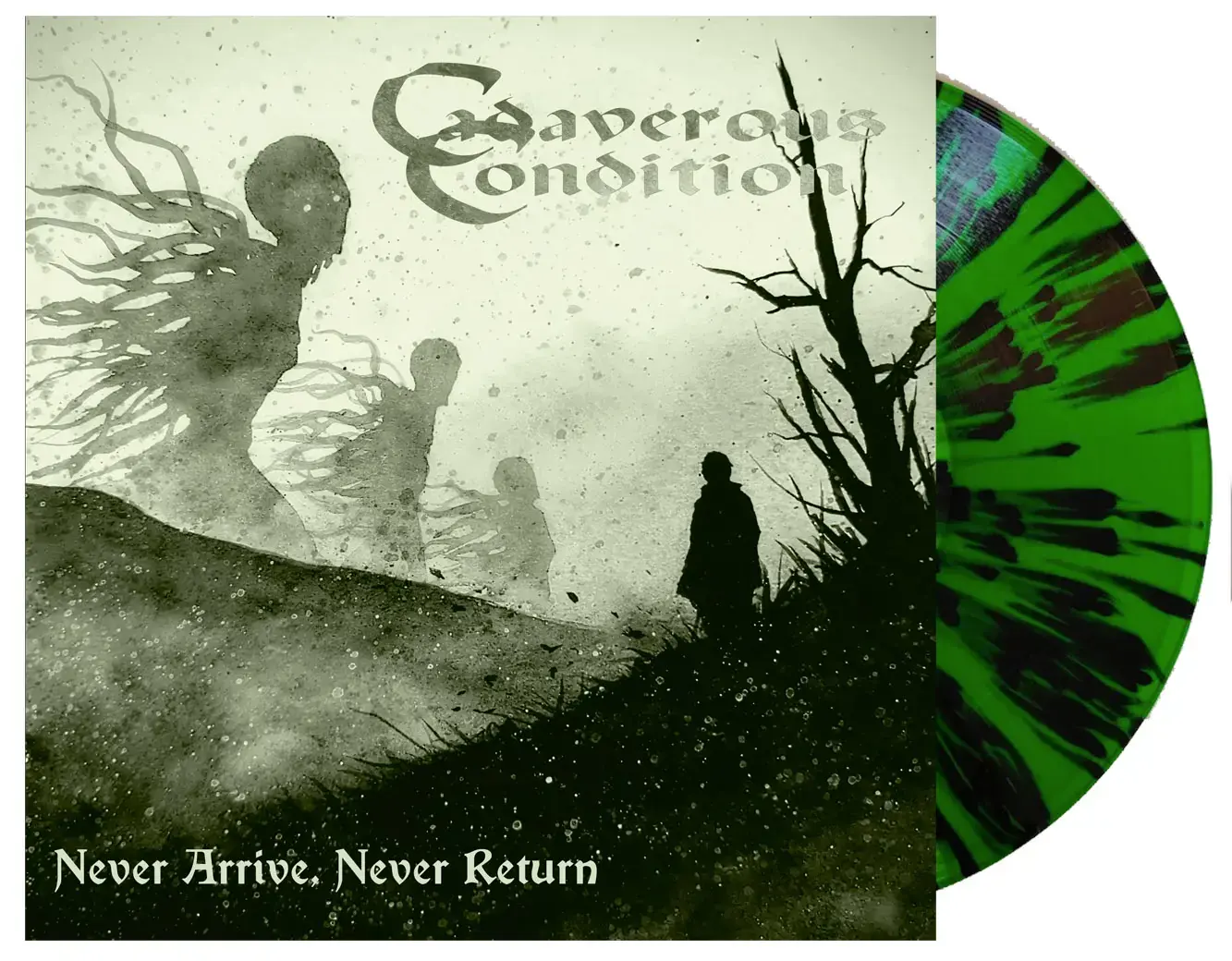 CADAVEROUS CONDITION · Never Arrive, Never Return | GREEN/BLACK SPLATTER LP (Death Metal Vinyl)