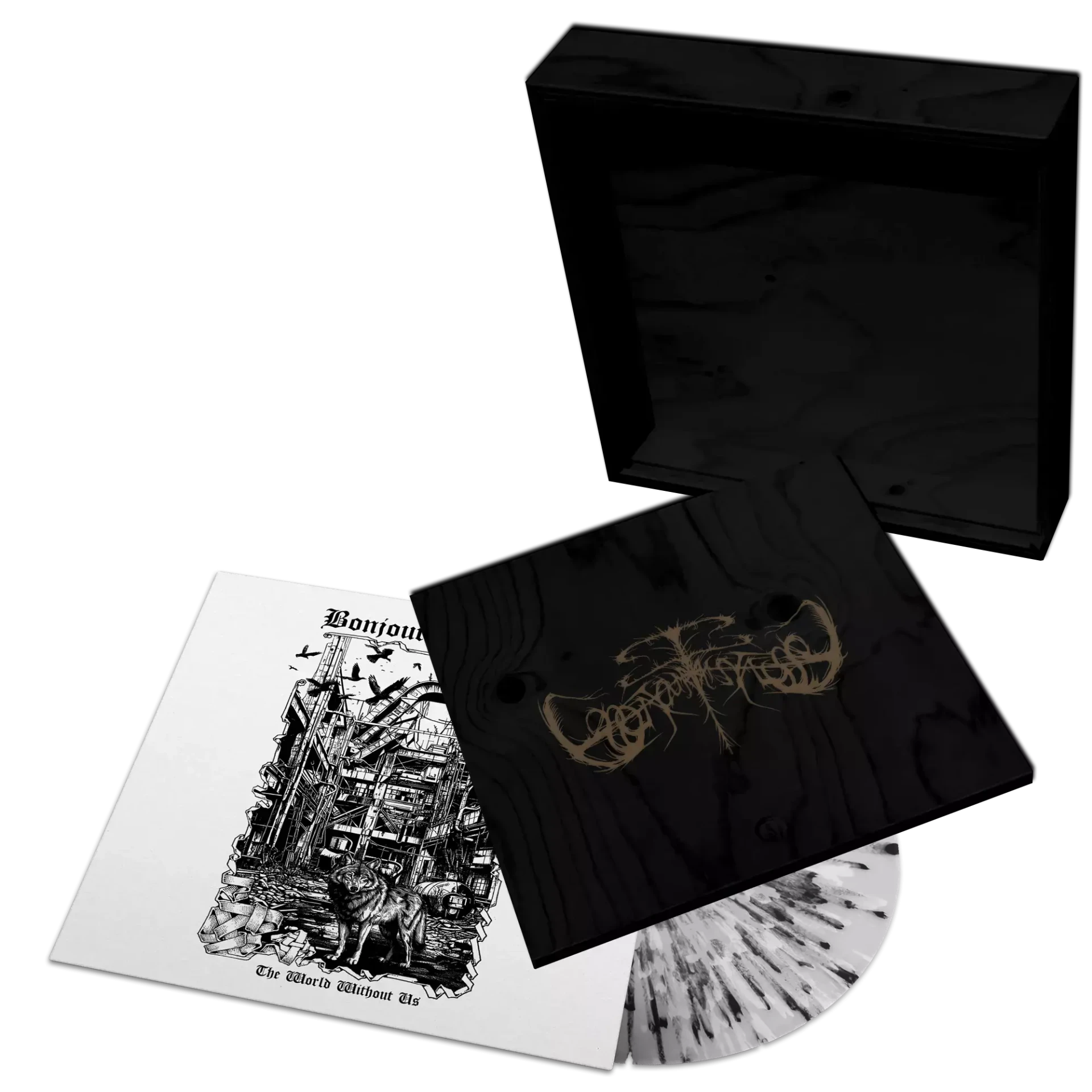 BONJOUR TRISTESSE - The World Without Us · LP WOODEN BOX (Black Metal Vinyl)