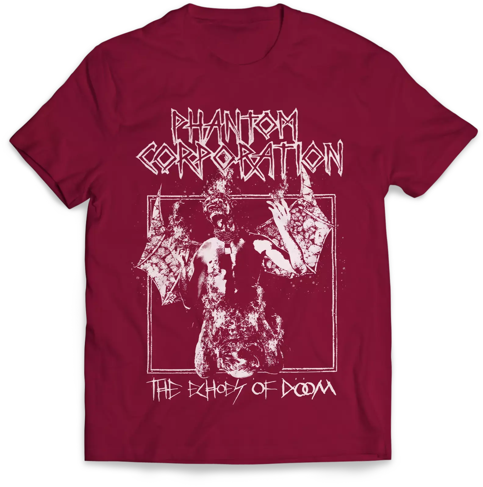 PHANTOM CORPORATION · The Echoes Of Doom | RED T-SHIRT (Death Metal Clothes)