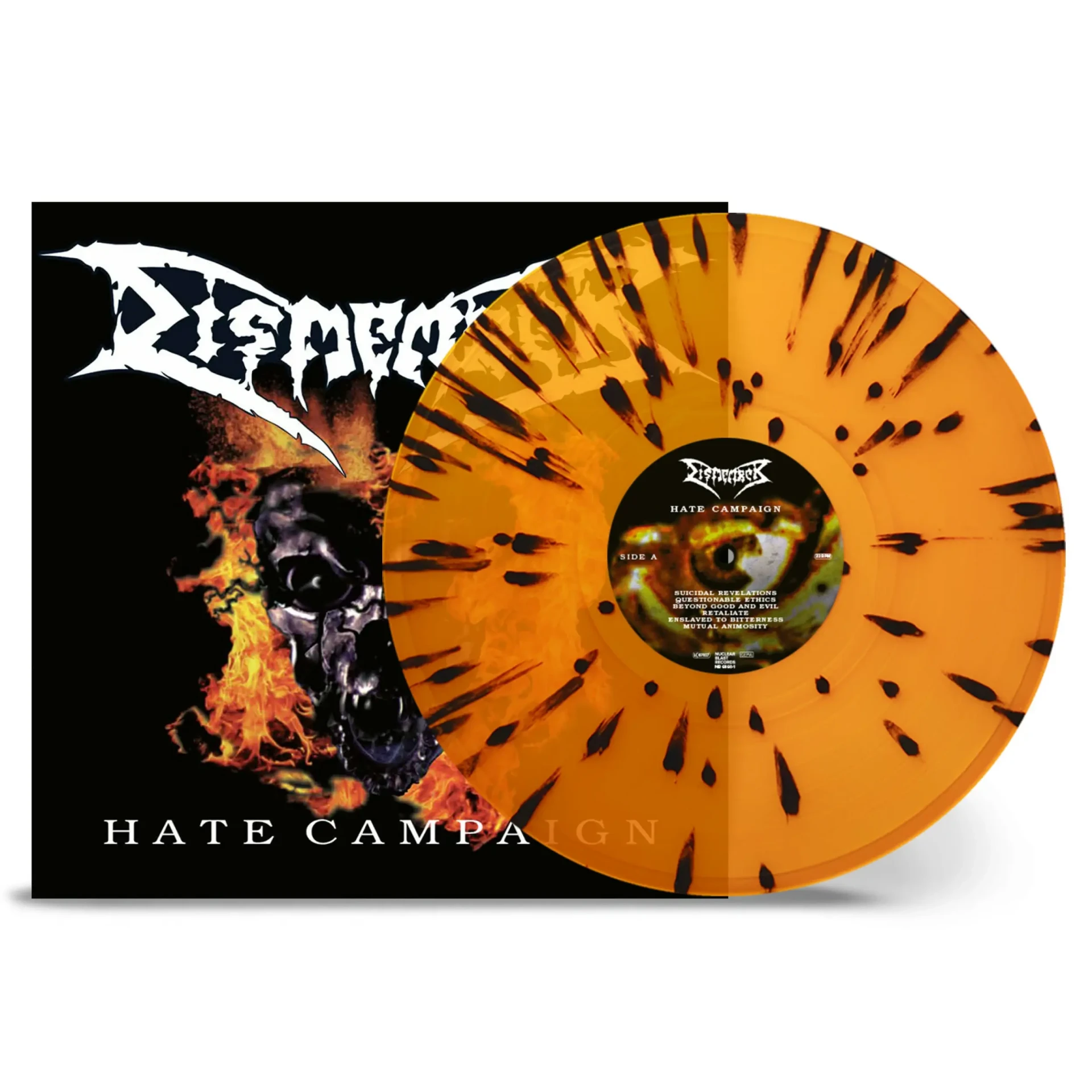 DISMEMBER - Hate Campaign · TRANSPARENT ORANGE/BLACK SPLATTER LP DISMEMBER - Hate Campaign · TRANSPARENT ORANGE/BLACK SPLATTER LP (Death Metal Vinyl)