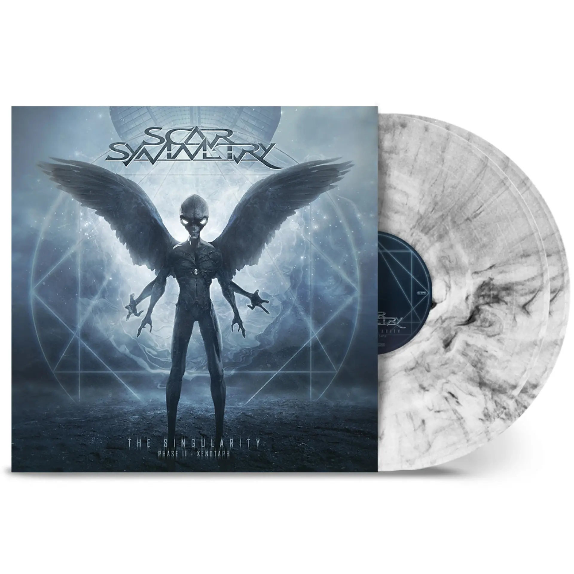 SCAR SYMMETRY - The Singularity Phase II - Xenotaph · WHITE/BLACK MARBLED DLP SCAR SYMMETRY - The Singularity Phase II - Xenotaph · WHITE/BLACK MARBLED DLP (Melodic Death Metal Vinyl)