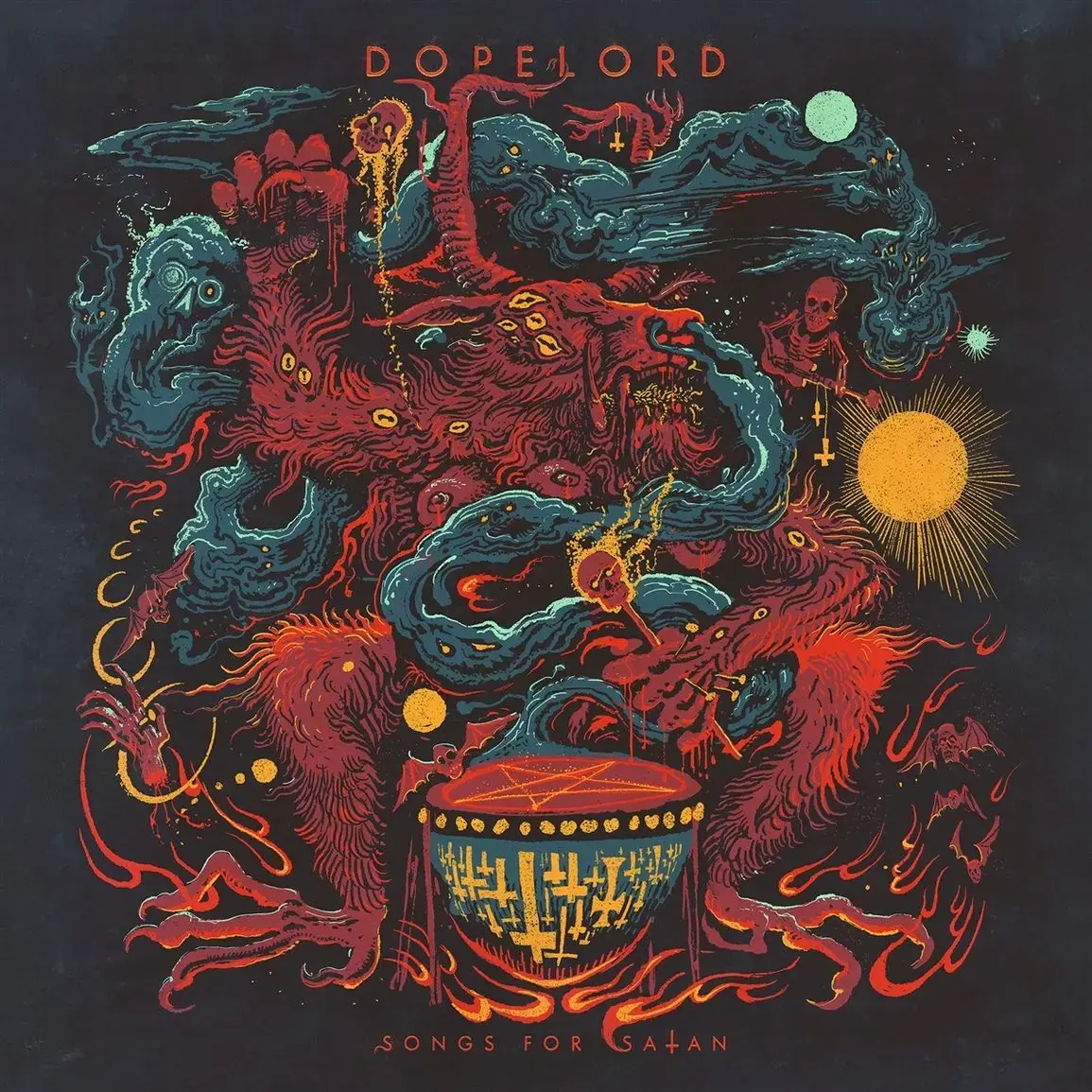 DOPELORD · Songs for Satan | BLUE/BLACK MARBLED LP (Stoner Rock/Doom Metal Vinyl) · Bild 1