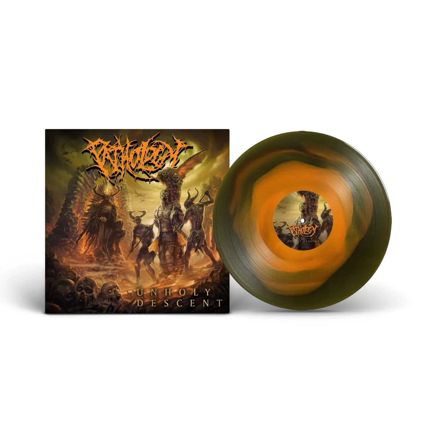 PATHOLOGY · Unholy Descent | GREEN/ORANGE LP (Brutal Death Metal Vinyl)