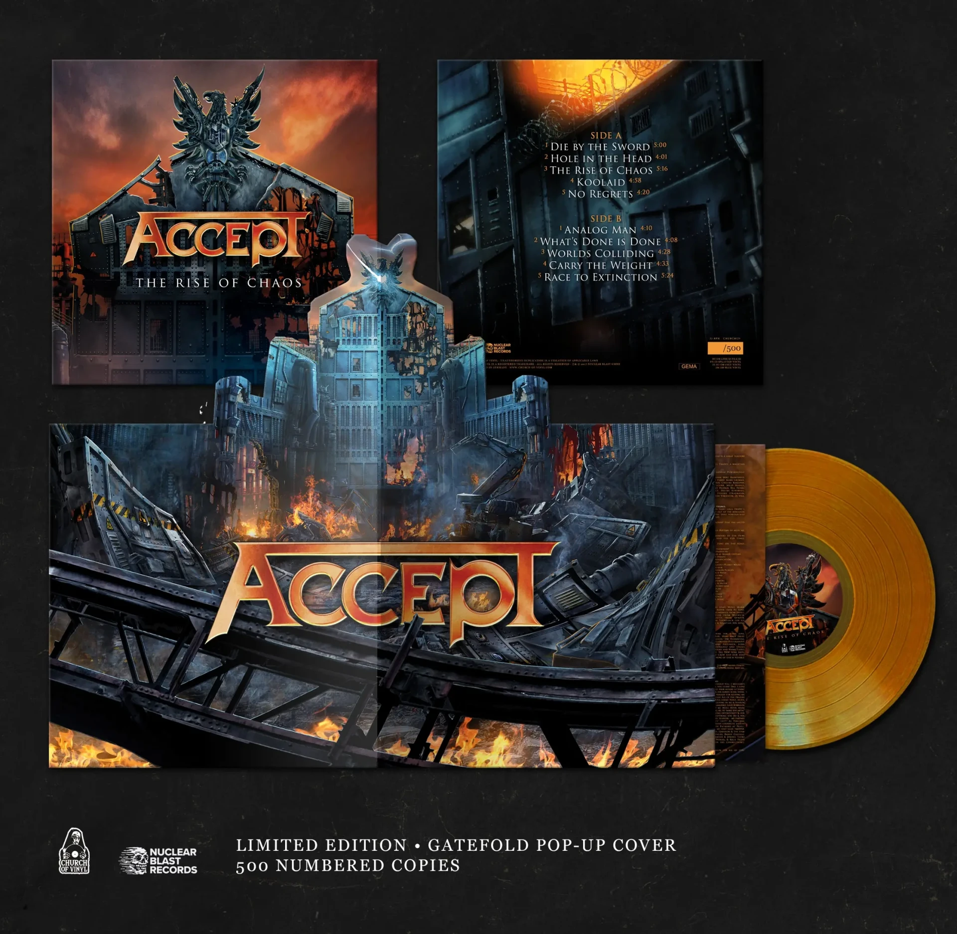 ACCEPT - The Rise Of Chaos (Pop-Up) · ORANGE LP ACCEPT - The Rise Of Chaos (Pop-Up) · ORANGE LP (Heavy Metal Vinyl)