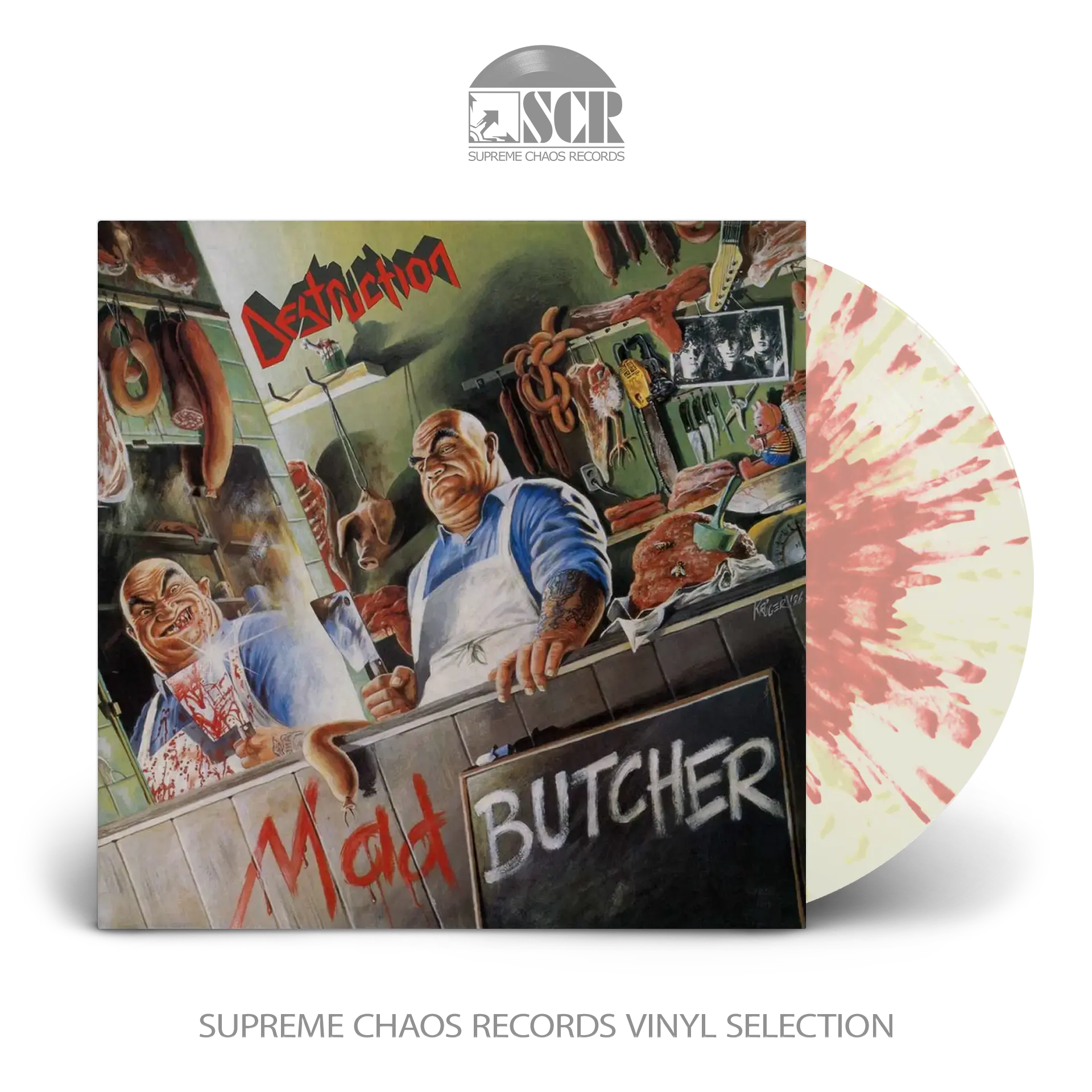 DESTRUCTION · Mad Butcher | CLEAR/YELLOW/RED FIRE SPLATTER LP (Thrash Metal Vinyl)
