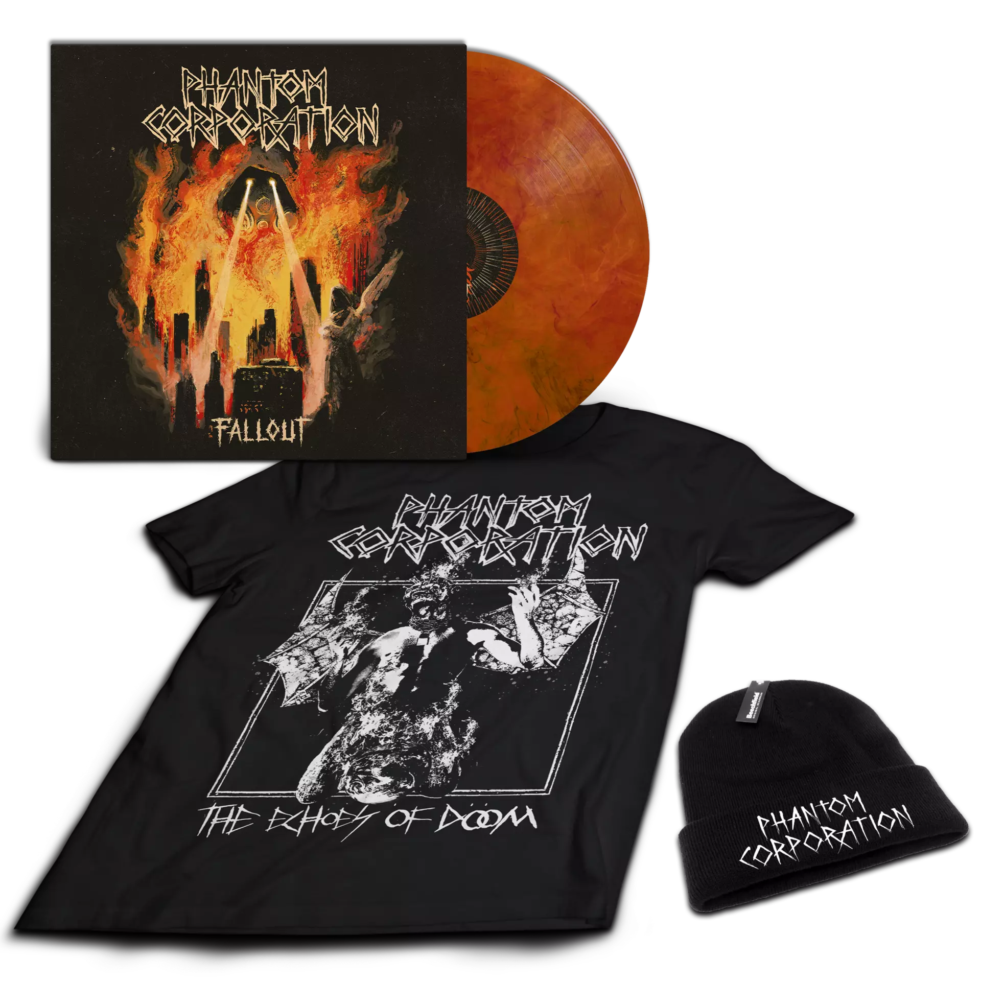 PHANTOM CORPORATION · Fallout | FIRE COLORED LP BUNDLE (Death Metal Vinyl)