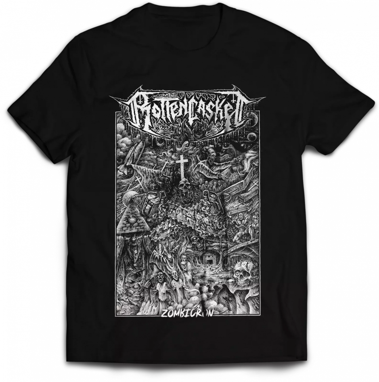 ROTTEN CASKET - Zombicron Cover · T-SHIRT ROTTEN CASKET - Zombicron Cover · T-SHIRT (Death Metal Clothes)