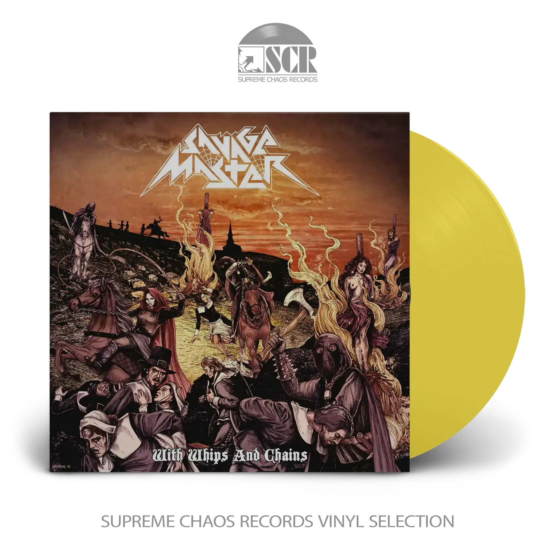SAVAGE MASTER · With Whips And Chains | YELLOW LP (Heavy Metal Vinyl)