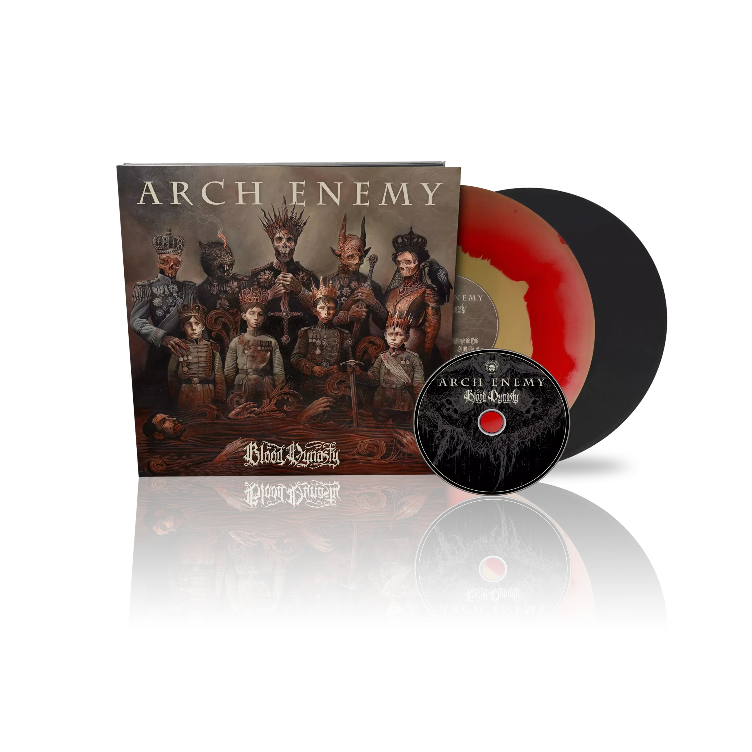 ARCH ENEMY - Blood Dynasty · RED/GOLDEN DLP+BONUS LP+CD ARTBOOK ARCH ENEMY - Blood Dynasty · RED/GOLDEN DLP+BONUS LP+CD ARTBOOK (Melodic Death Metal Vinyl)