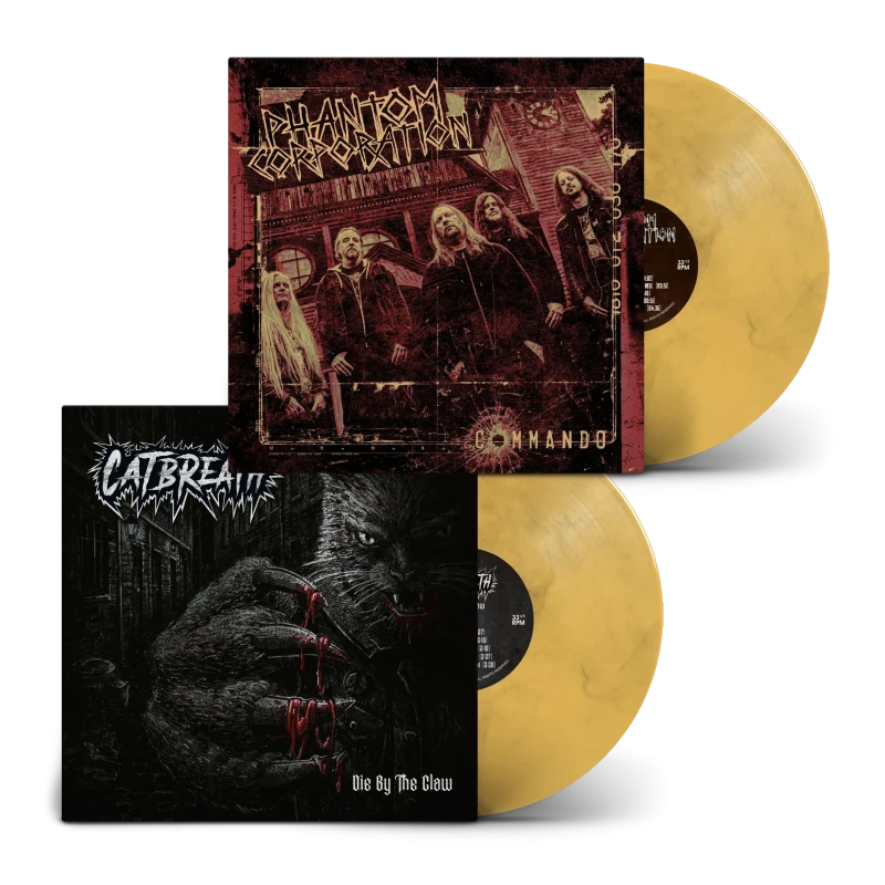 Phantom Corporation / Catbreath · Commando / Die By The Claw | Orange Black Marbled LP