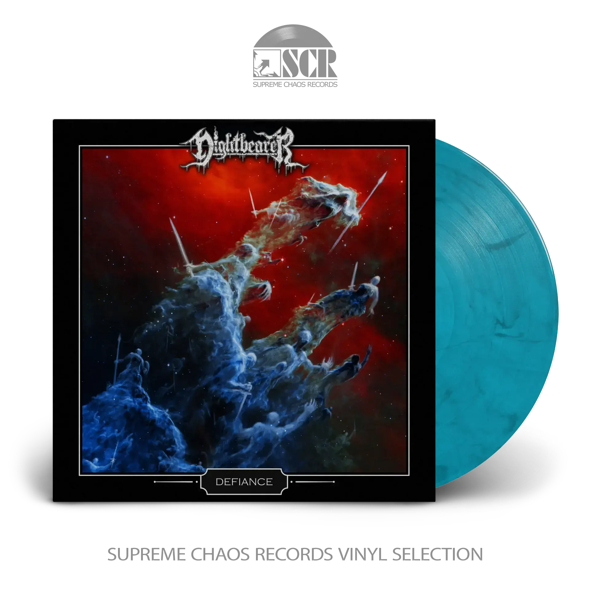 NIGHTBEARER - Defiance · BLUE/BLACK LP NIGHTBEARER - Defiance · BLUE/BLACK LP (Death Metal Vinyl)