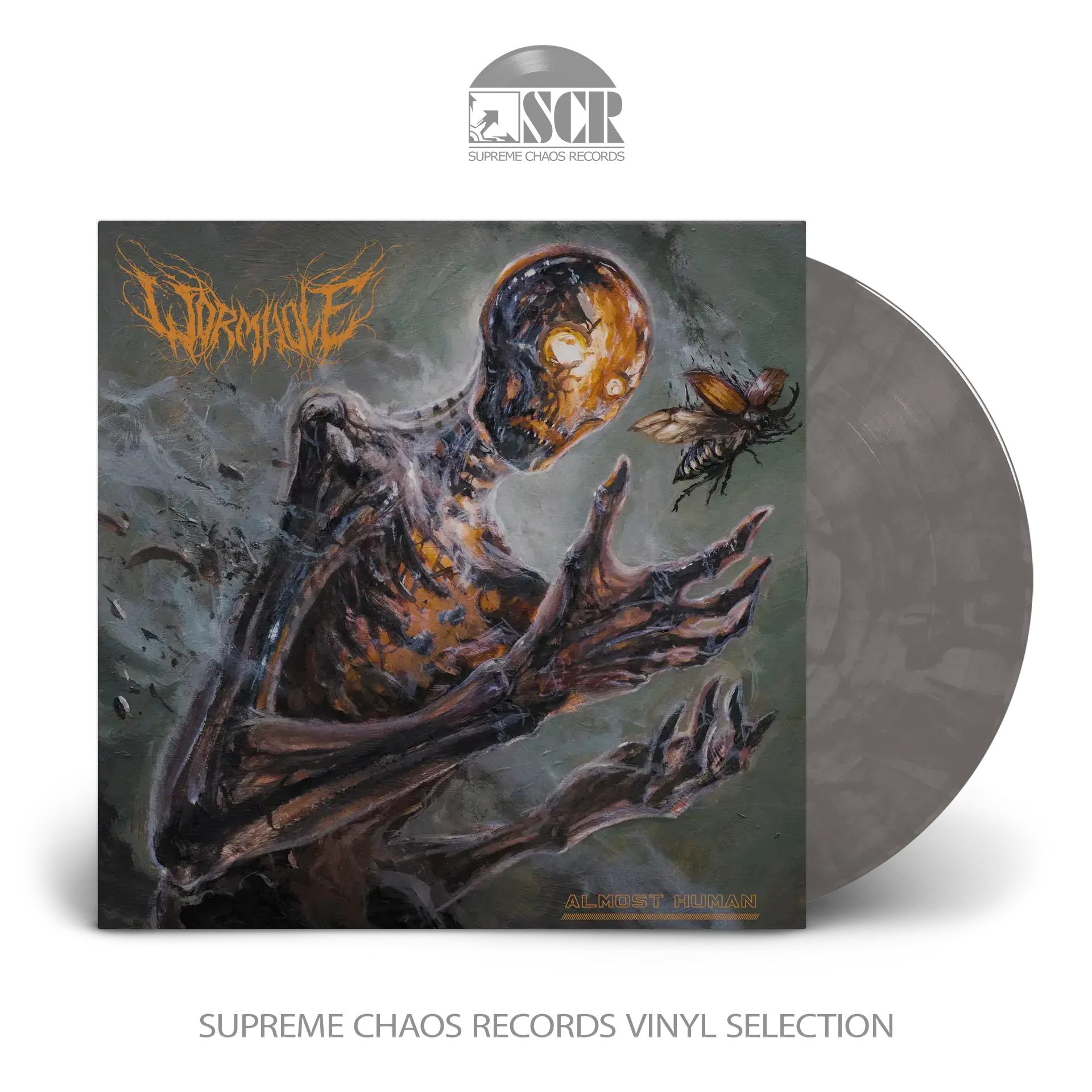 WORMHOLE · Almost Human | CLEAR/BLACK MARBLED LP (Death Metal/Grindcore Vinyl)