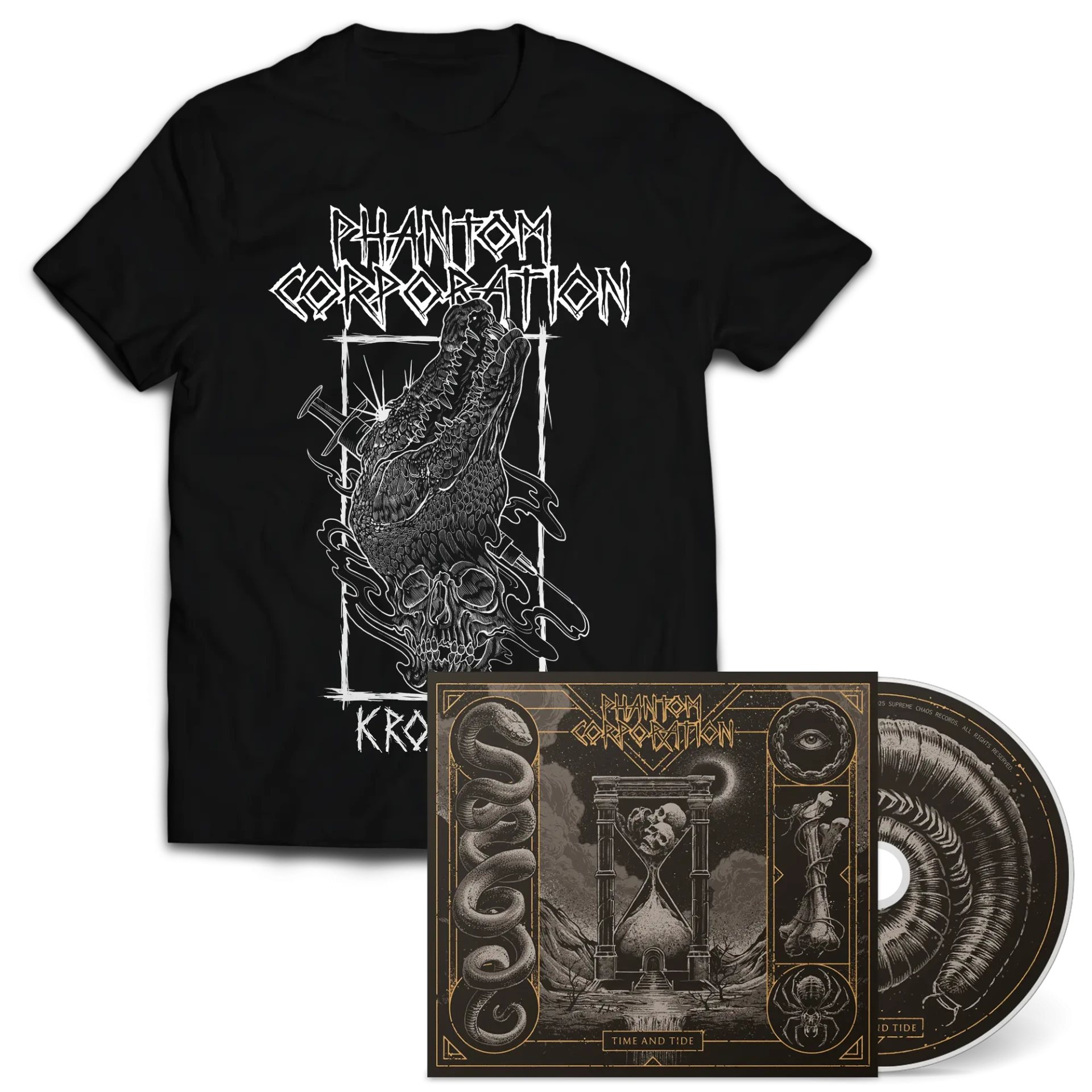 PHANTOM CORPORATION · Time And Tide | DIGIPAK T-SHIRT BUNDLE (Thrash Metal/D-Beat/Death Metal CDs)