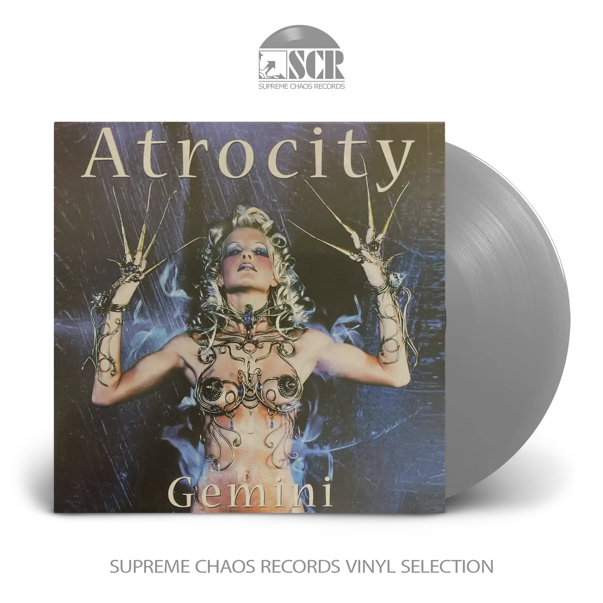 ATROCITY · Gemini | SILVER/BLUE LP (Industrial Metal Vinyl)