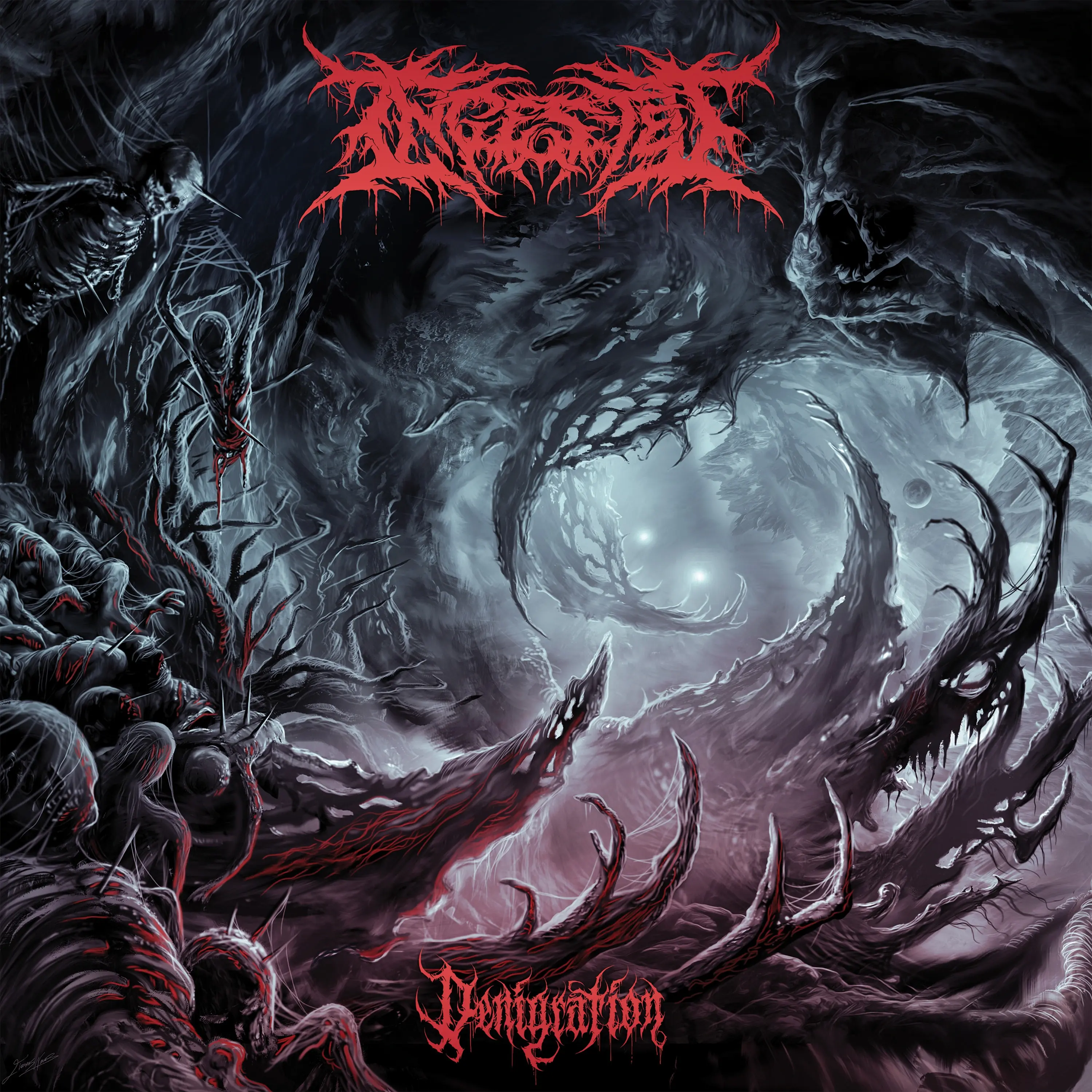 INGESTED · Denigration | CLEAR TURQUOISE/RED/PINK SPLATTER LP (Death Metal Vinyl) · Bild 1