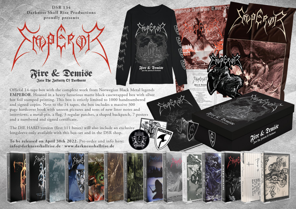 EMPEROR · Fire & Demise - Into the Infinity of Darkness | 14 TAPE BOX CASSBOX (Black Metal Tapes)