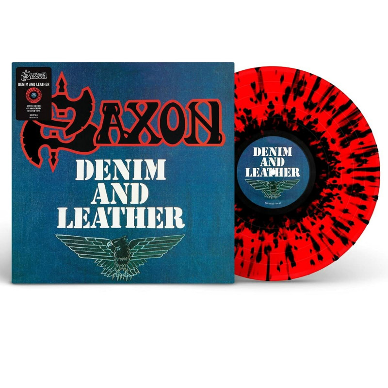 SAXON · Denim And Leather | RED/BLACK SPLATTER LP (Heavy Metal Vinyl)