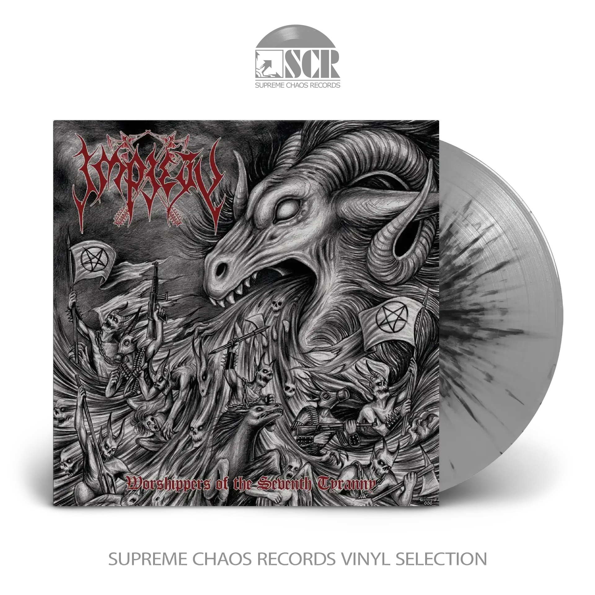 IMPIETY - Worshippers Of The Seventh Tyranny · MULTI COLOR SPLATTER LP IMPIETY - Worshippers Of The Seventh Tyranny · MULTI COLOR SPLATTER LP (Black Metal/Thrash Metal Vinyl)
